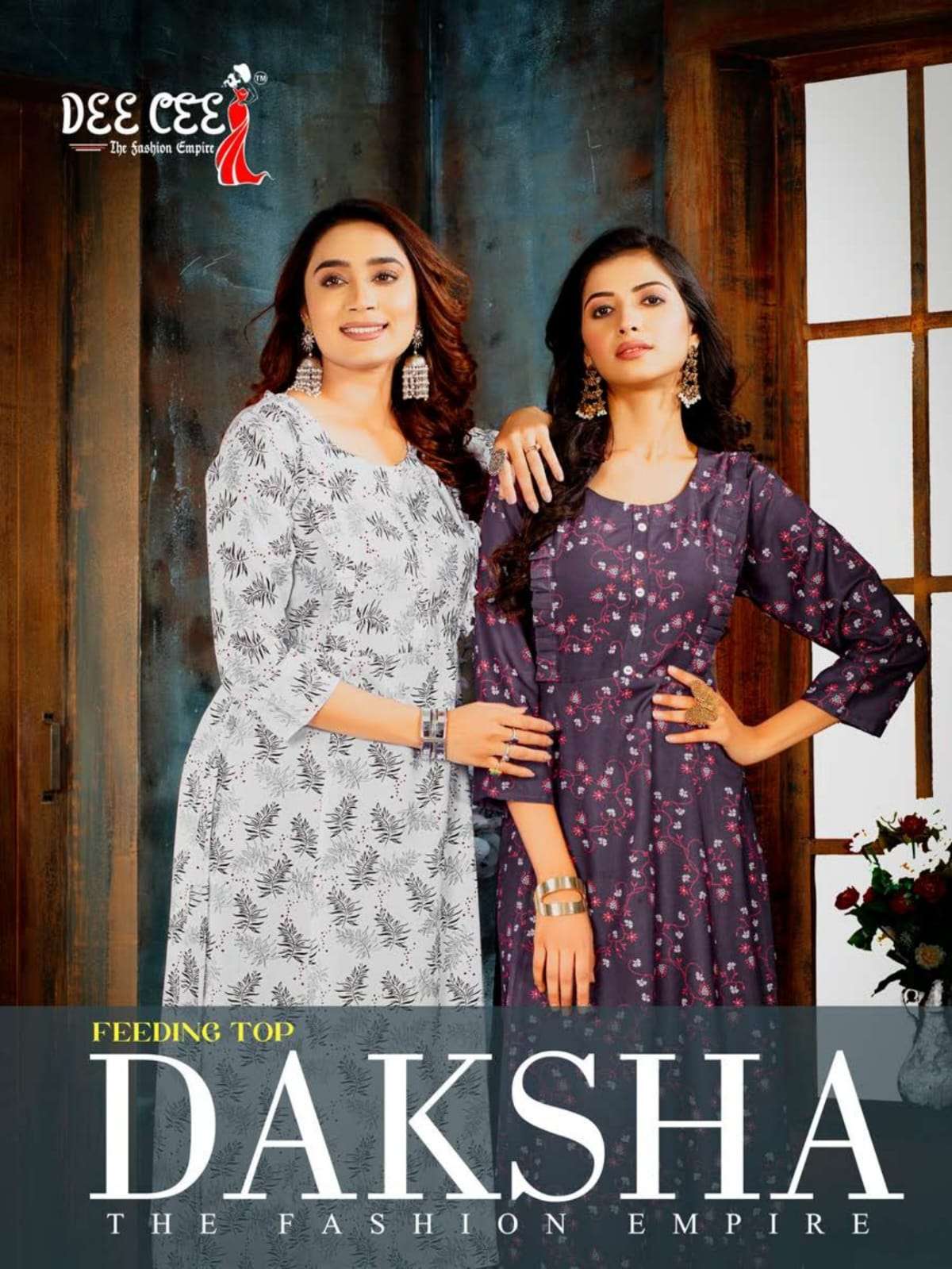 DAKSHA BY DEE CEE BRAND -  RAYON PRINTED SHORT FIDING KURTI WITH 3-4TH SLEEVE - WHOLESALER AND DEALE...