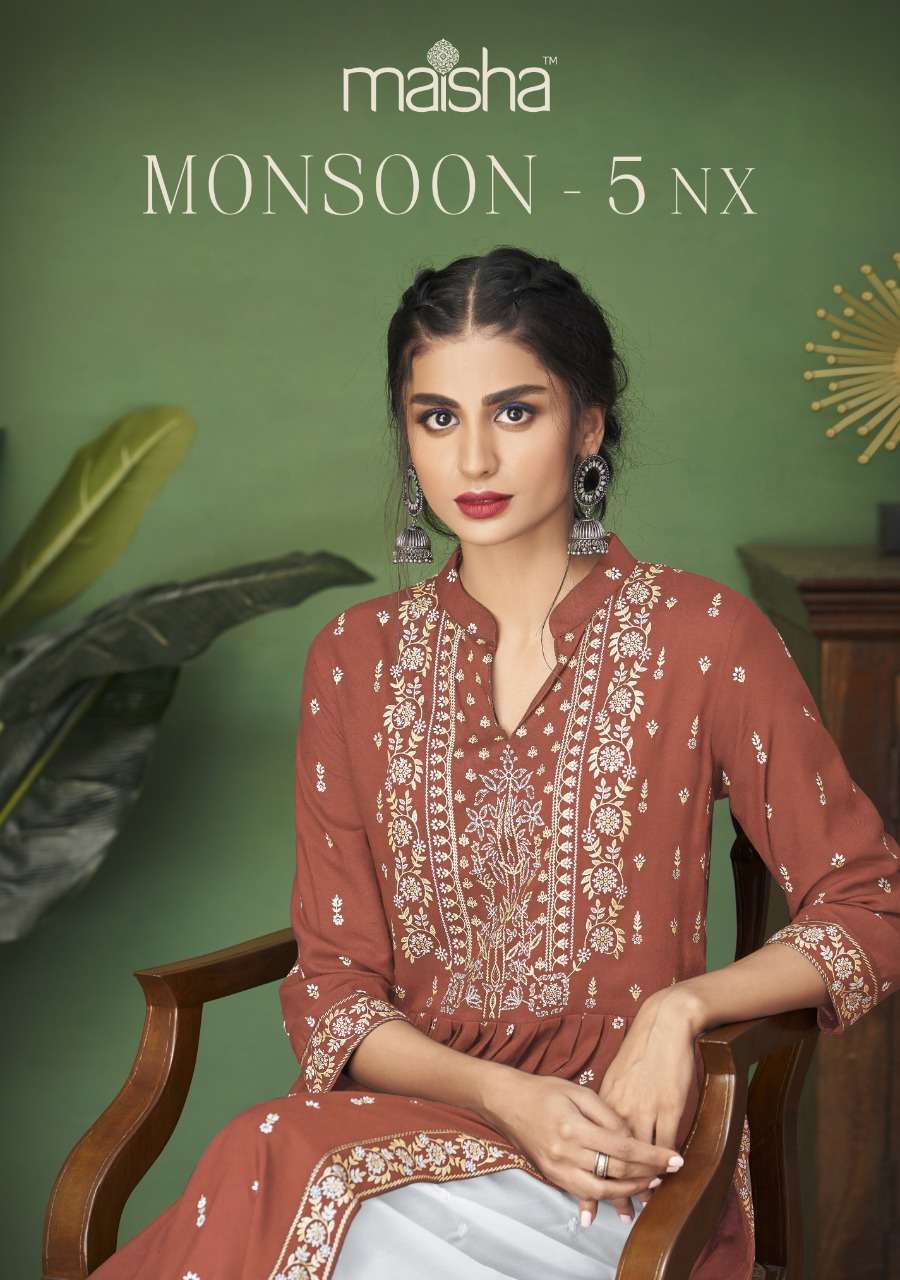 MONSOON VOL 5NX BY MASKEENJI BRAND PRESENTS HEAVY PURE RAYON WITH DIGITAL PRINT KURTI AND MASLEEN WI...