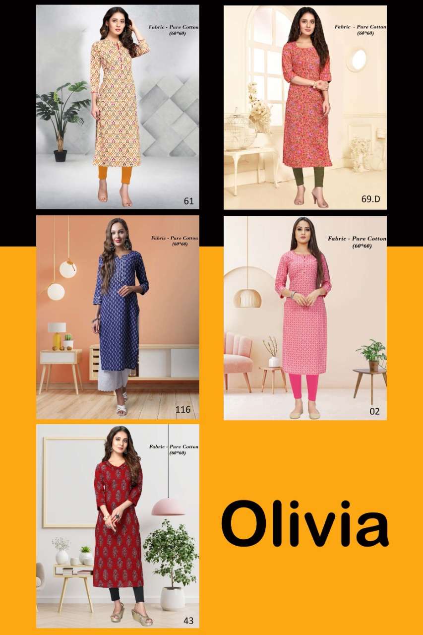 OLIVIA BY S3FOREVER BRAND PRESENTS TRENDY PRINTED PURE COTTON(60-60)  KURTI WITH JAIPURI PRINTS - WH...