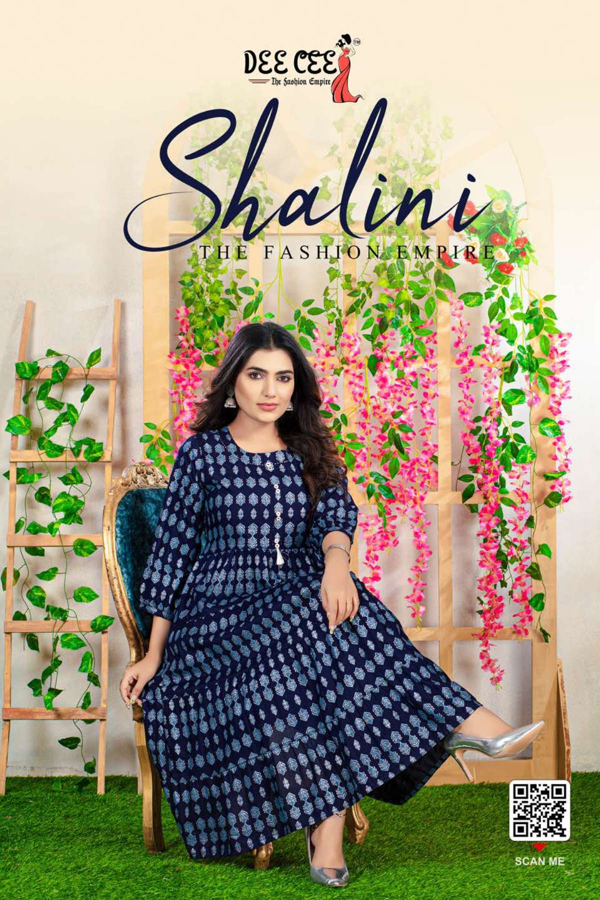 SHALINI BY DEE CEE BRAND -  RAYON SCREEN PRINTED LONG GOWN STYLE KURTI WITH STICHING PATTERN - WHOLE...