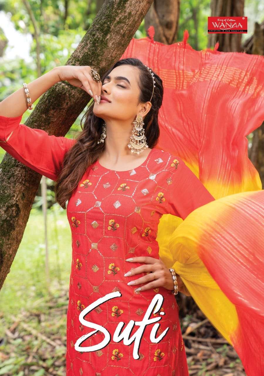 SUFI BY WANNA BRAND -  FINEST QUALITY OF PURE RAYON SLUB SOBER WORK KURTI WITH  FINEST QUALITY RAYON...