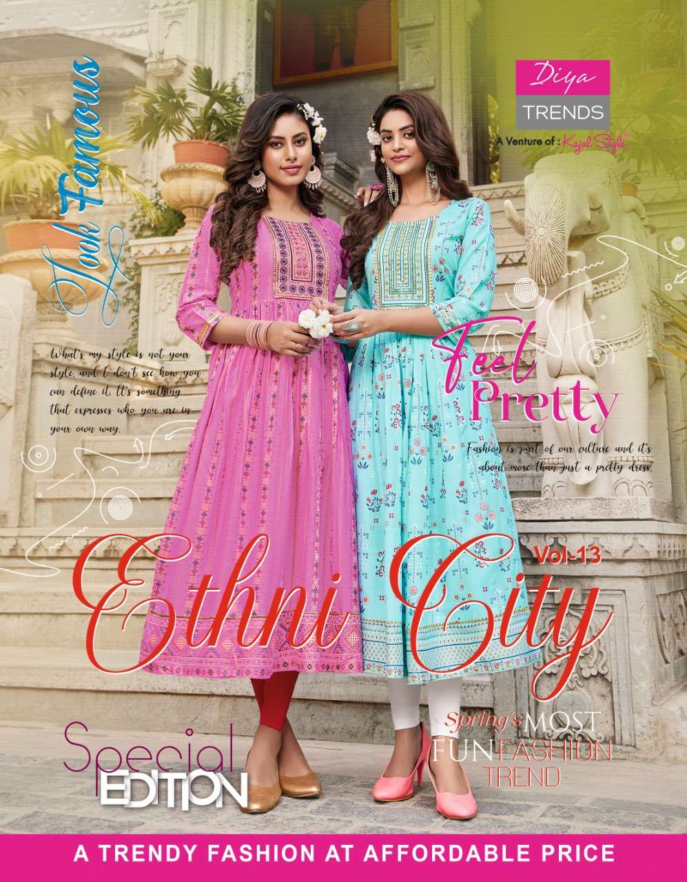 DIYA TRENDS-ETHNICITY Vol.13- DESIGNER NYRA CUT KURTI GOWNS-WHOLESALER AND DEALER