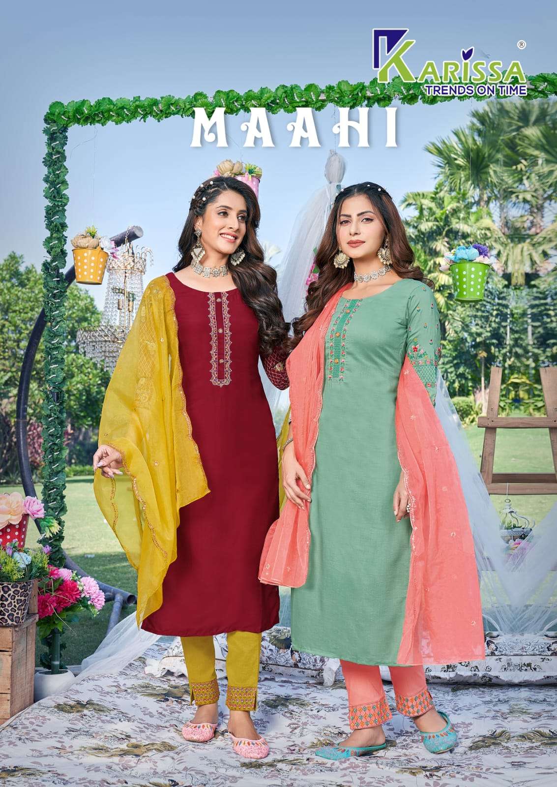 KARISSA - MAAHI - CLASSY KURTI WITH PANT AND FABULOUS DUPATTA WHOLESALER AND DEALER 