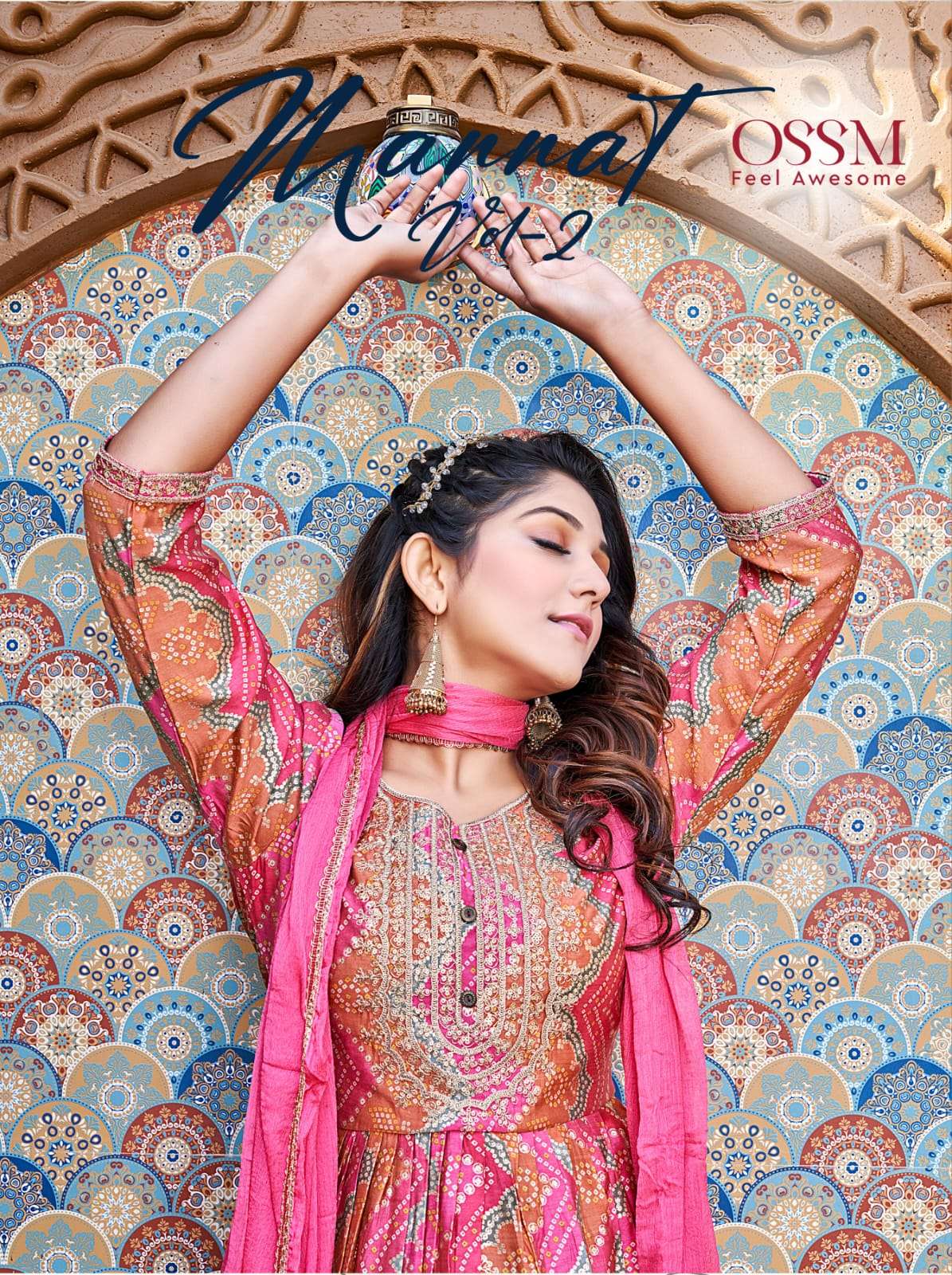 MANNAT VOL 2 BY OSSM BRAND PRESENTS PREMIUM CHANDERI MODAL HEAVY EMBROIDERY WORK WITH FOIL PRINT NYR...