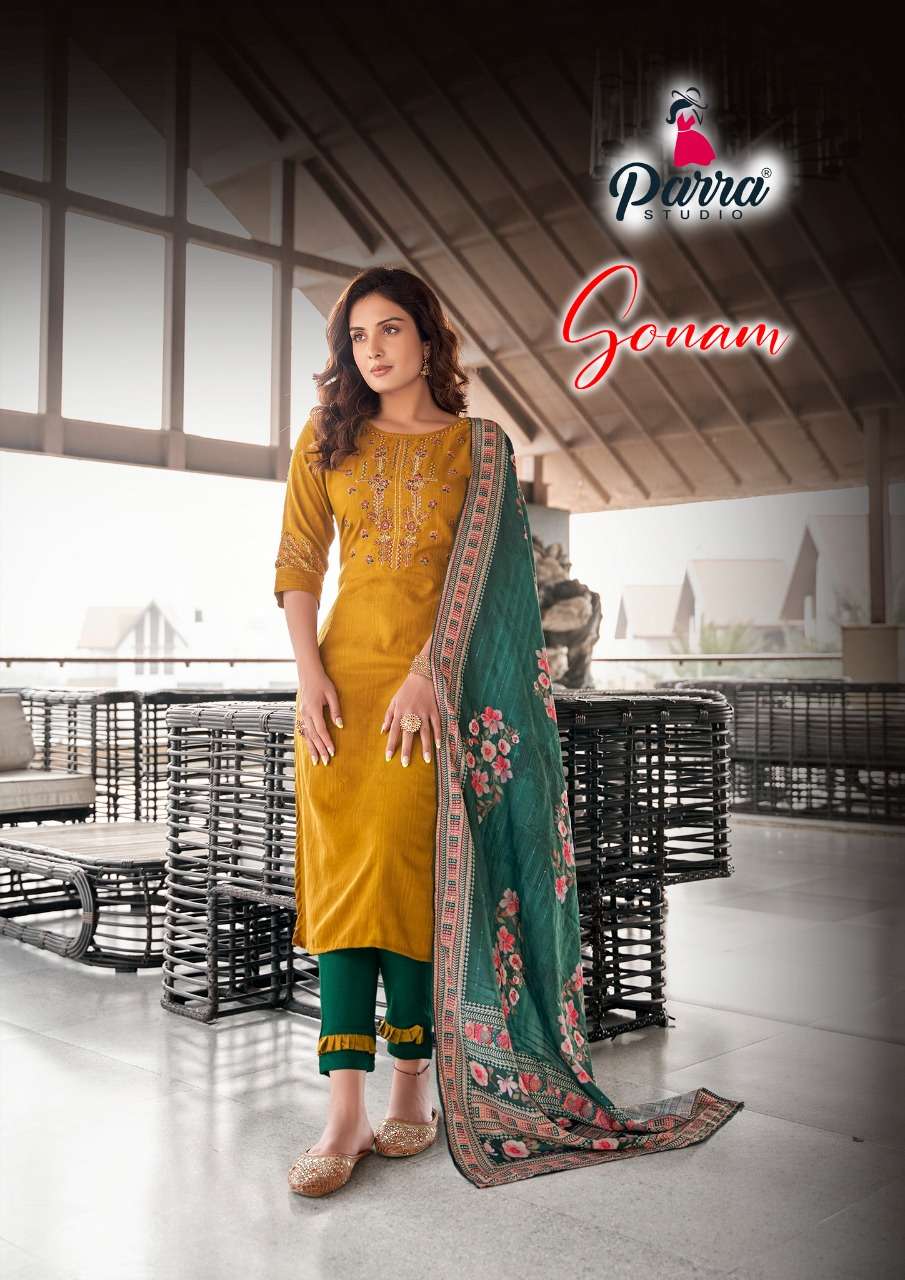 PARRA STUDIO-SONAM VOL 1 -REYON BASE WITH EMBROIDERY WORK & KHATLI WORK-WHOLESALER AND DEALER