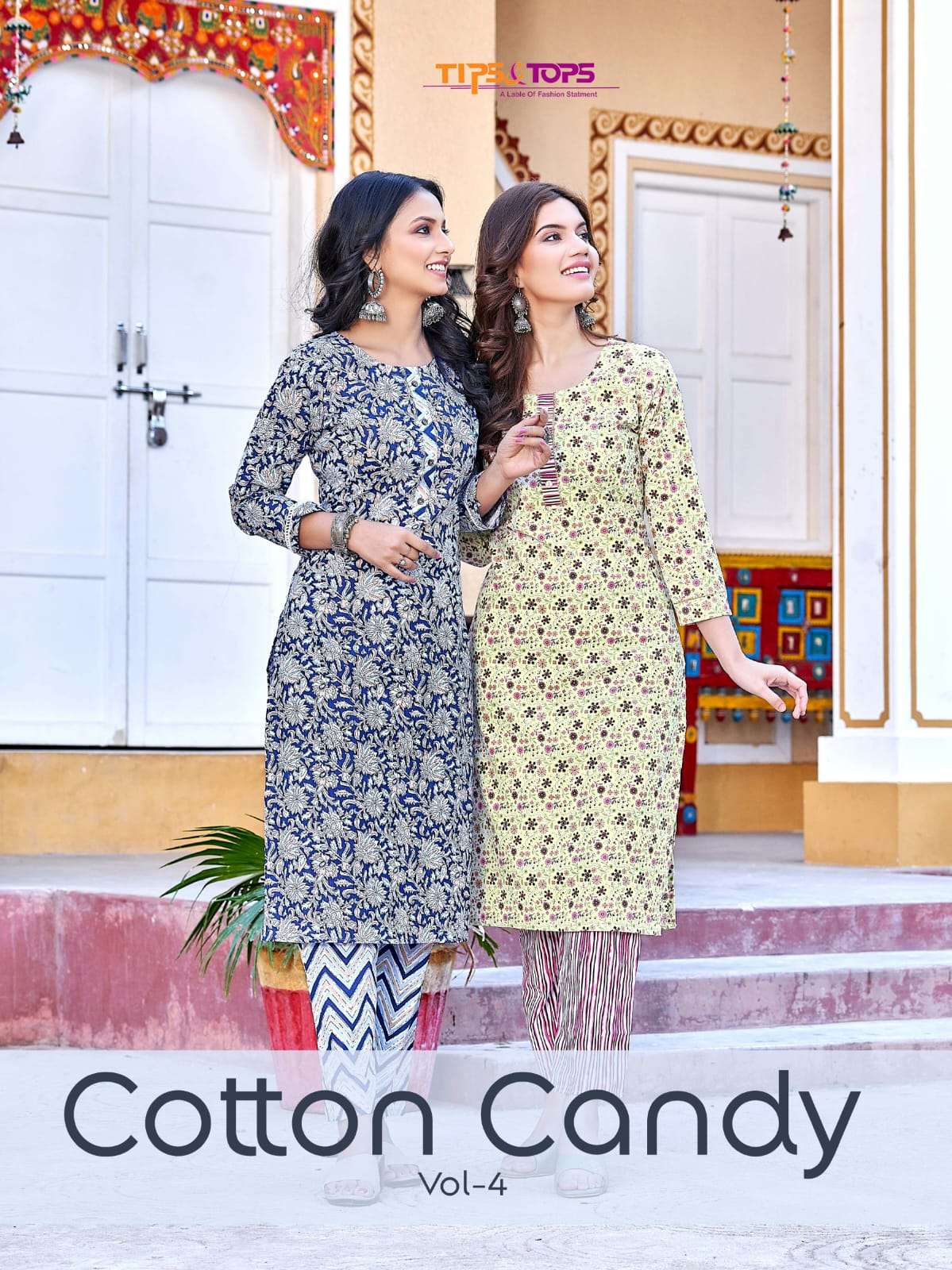 COTTON CANDY VOL 04 BY TIPS AND TOPS BRAND PRESENTS COTTON PRINT FANCY KURTI WITH PANT - WHOLESALER ...