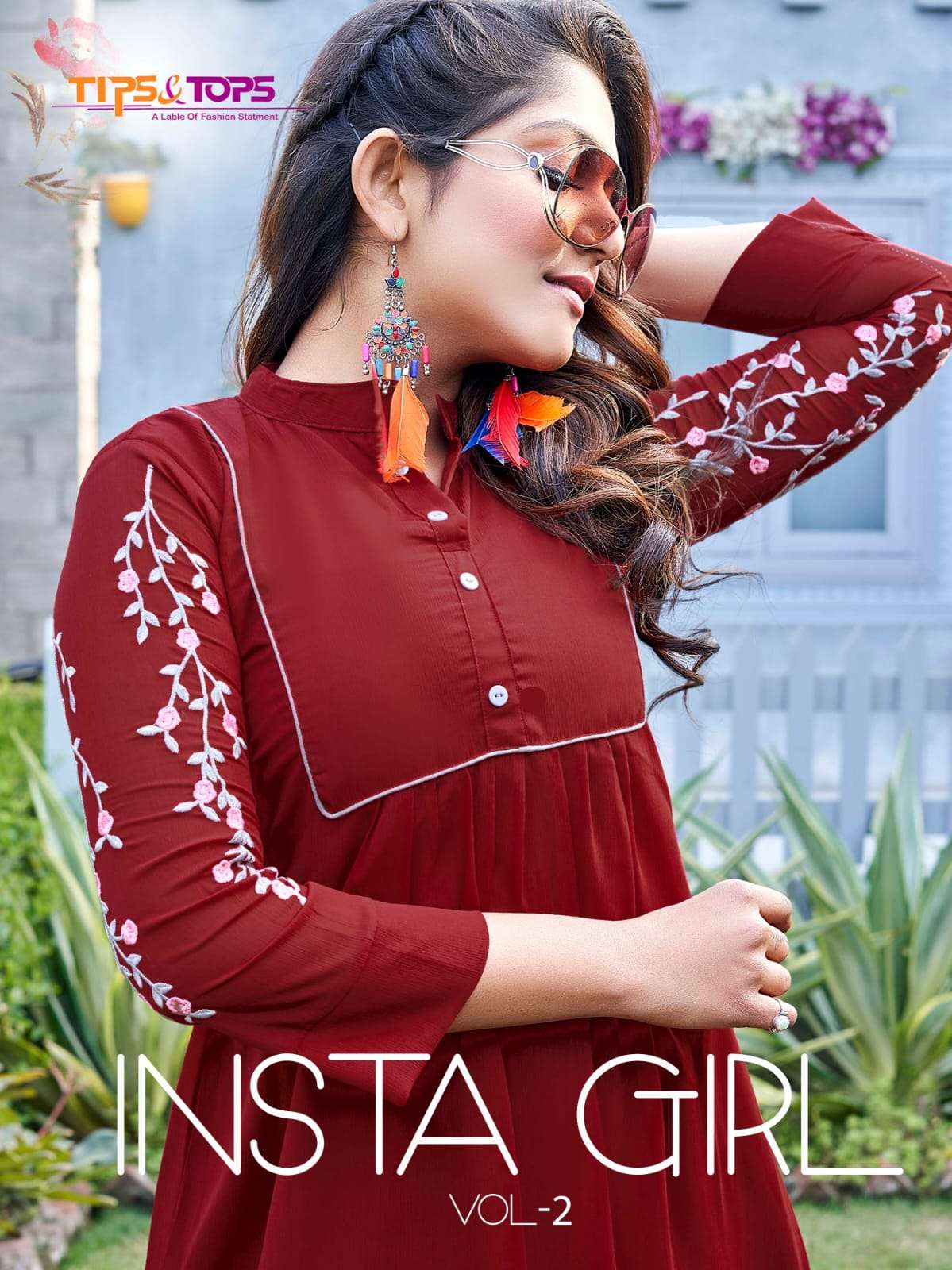 INSTA GIRL VOL 2 BY TIPS & TOPS BRAND - HEAVY GEORGETTE WESTERN WEAR EMBROIDERY WORK FANCY TUNICS WI...