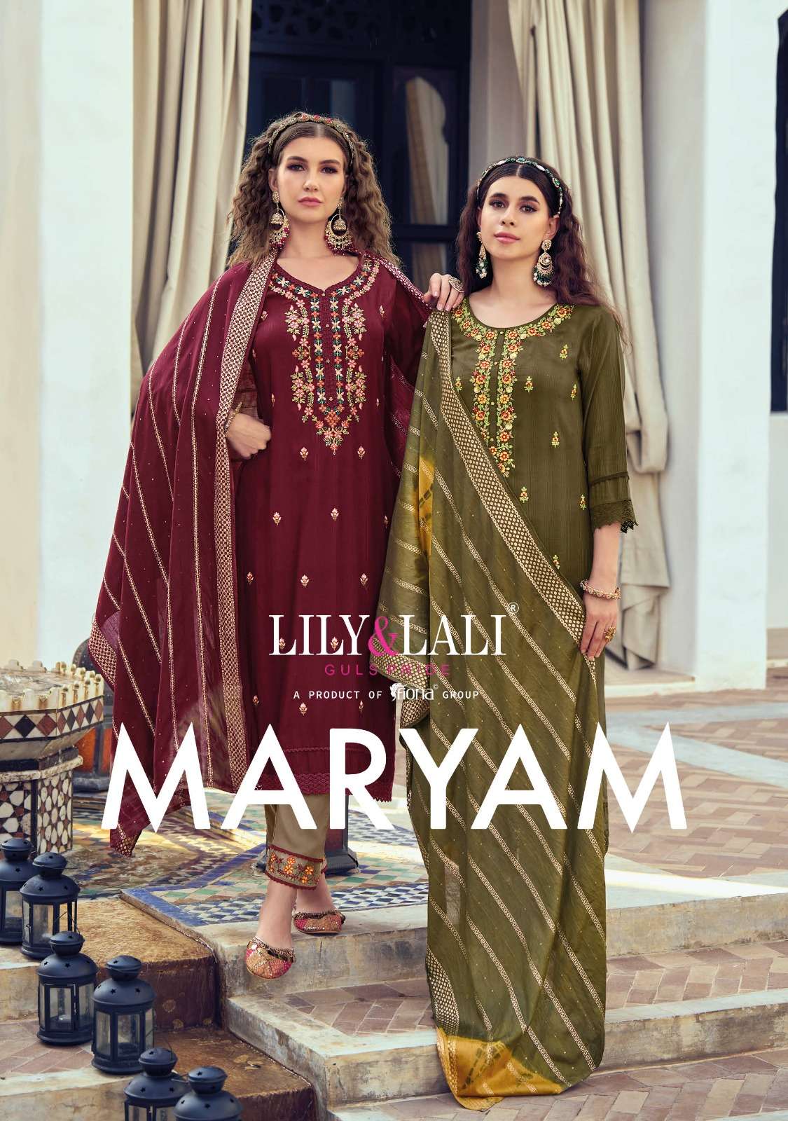 MARYAM BY LILY & LALI BRAND - FANCY VISCOSE RAYON EMBRIODERY, CROSIO LACE PLACEMENT AND HANDWORK KUR...