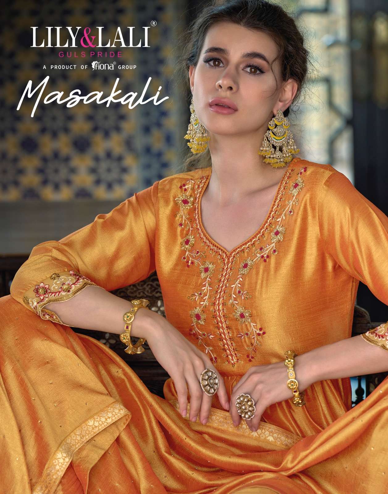  MASAKALI BY LILY&LALI BRAND -  SUPER SILK FABRIC EMBRIODERY AND HANDWORK NYRA KURTI  WITH  CRUSHED ...