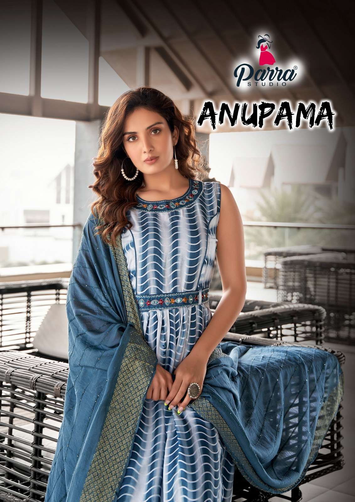 PARRA STUDIO- ANUPAMA VOL 1- REYON COTTON PRINT WITH EMBROIDERY AND MIRROR WORK NAYRA KURTI  REYON C...