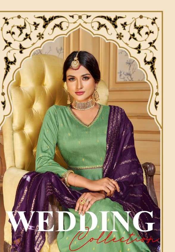 POONAM DESIGNER -  WEDDING COLLECTION - COTTON SILK FABRIC  WITH SEQUENCE & ZARI WORK   WITH FOIL PR...