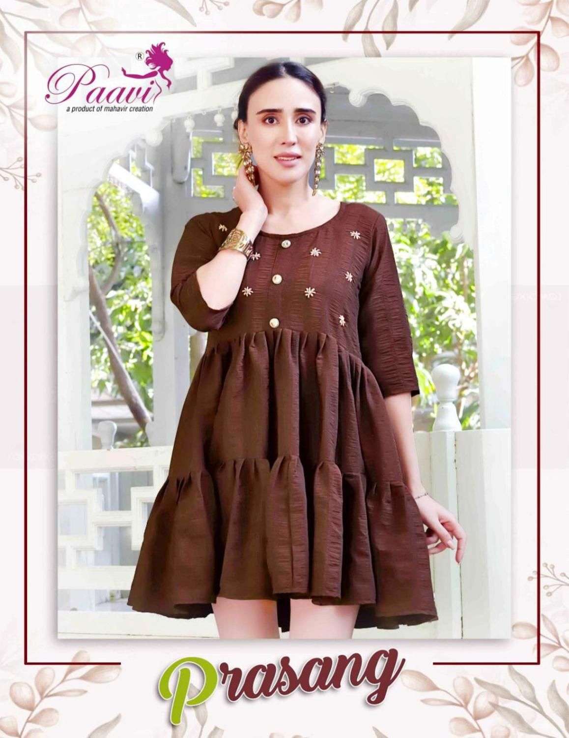 PRASANG - HEAVY GEORGETTE FANCY TUNIC BY PAAVI BRAND - GUJARAT WHOLESALER AND DEALER