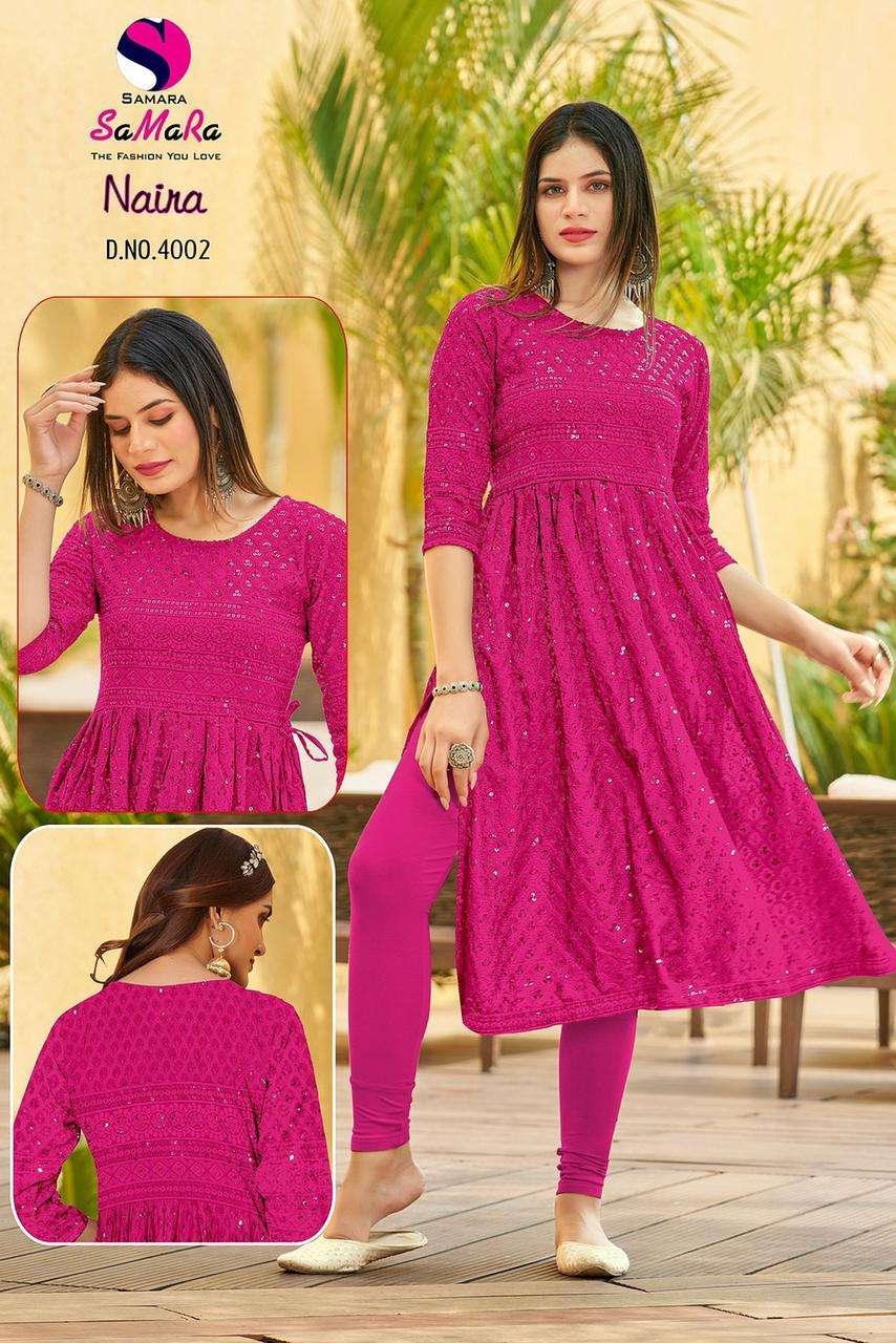 SAMARA - NAIRA - CHIKEN SHIFFHLI WORL KURTI AND PANT WHOLESALER AND DEALER