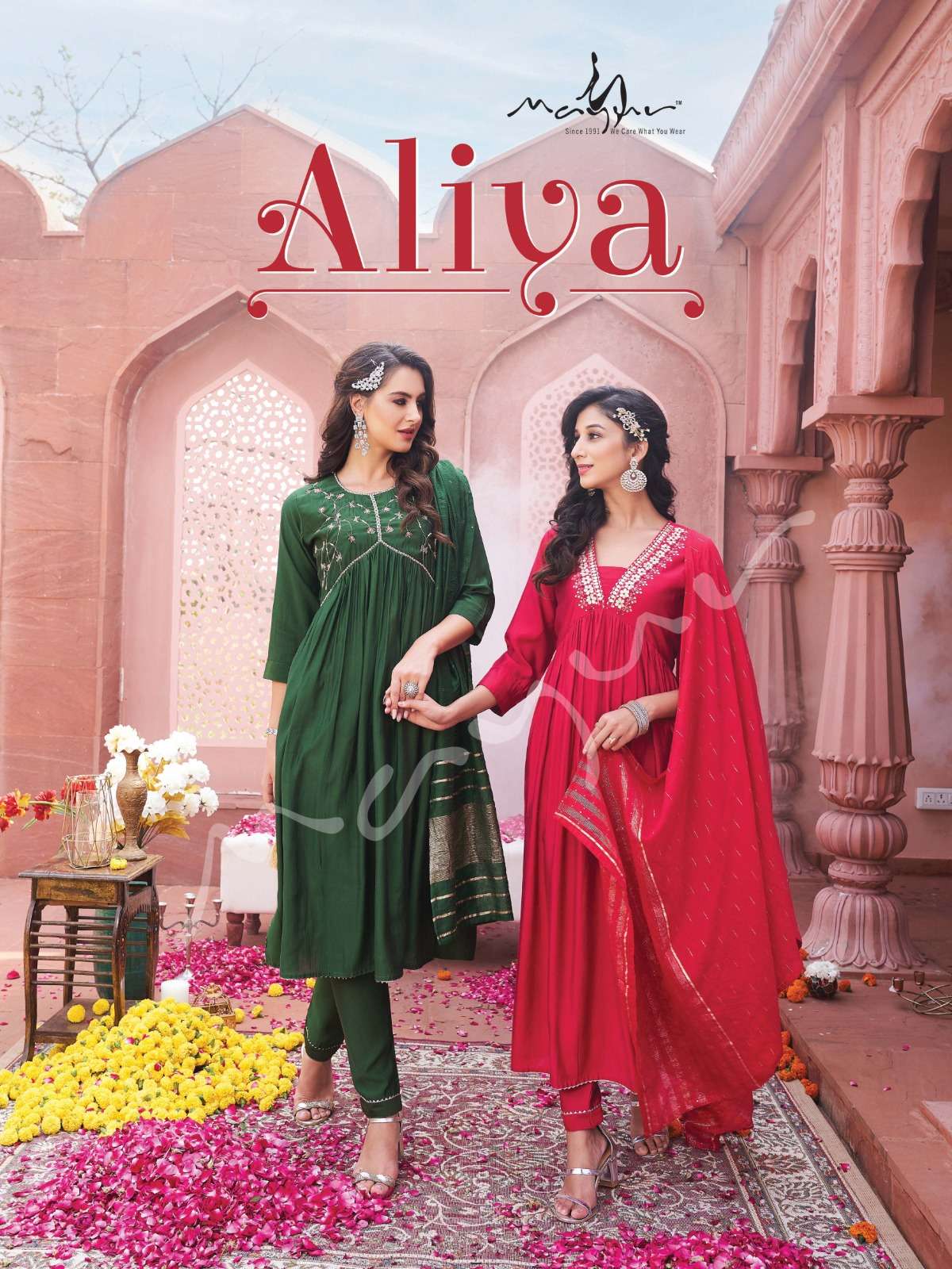 ALIYA PREMIUM VISCOUS SILK DESIGNER HANDWORK ALIYA PATTERN KURTI WITH VISCOUS SILK PANT AND  SILK WI...