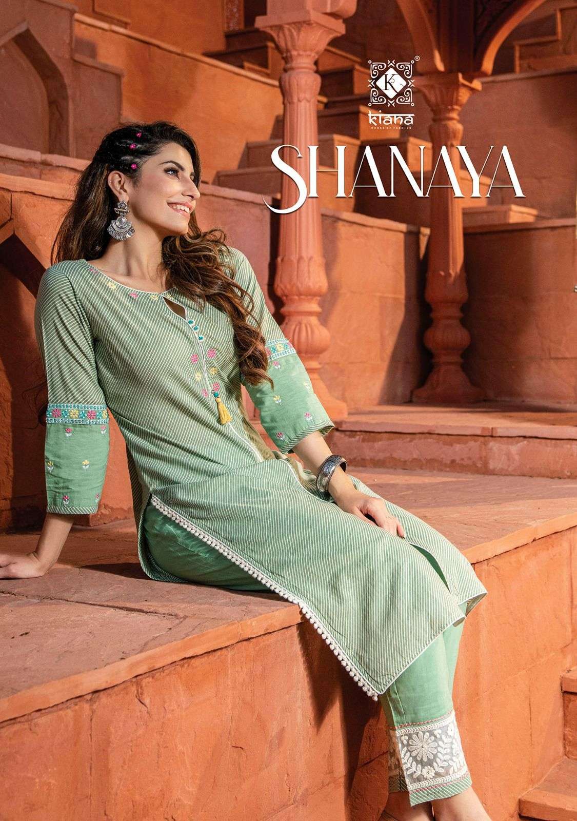 SHANAYA PURE COTTON PRINT EMBROIDERY WORK AND HANDWORK KURTI WITH PANT BY KIANA BRAND WHOLESALER AND...