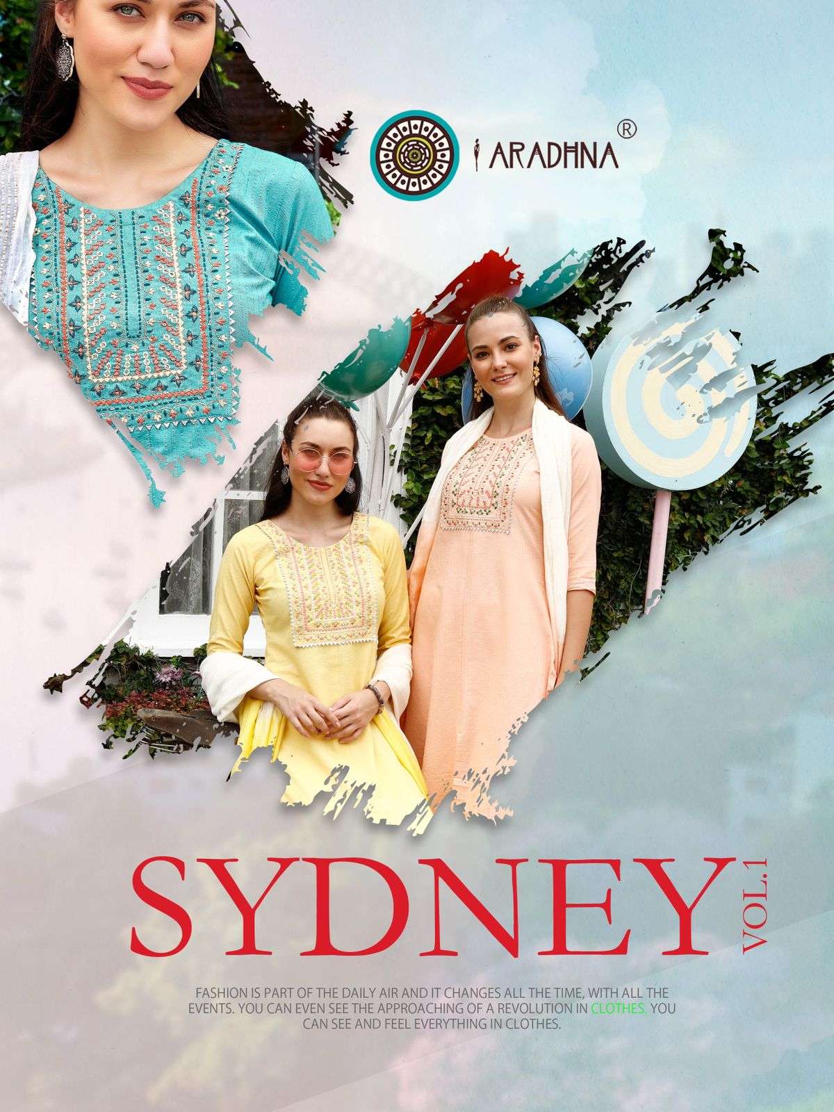 SYDNEY VOL 1 KURTI AND DUPATTA FABRIC COTTON BY ARADHNA WHOLSALER AND DELAR