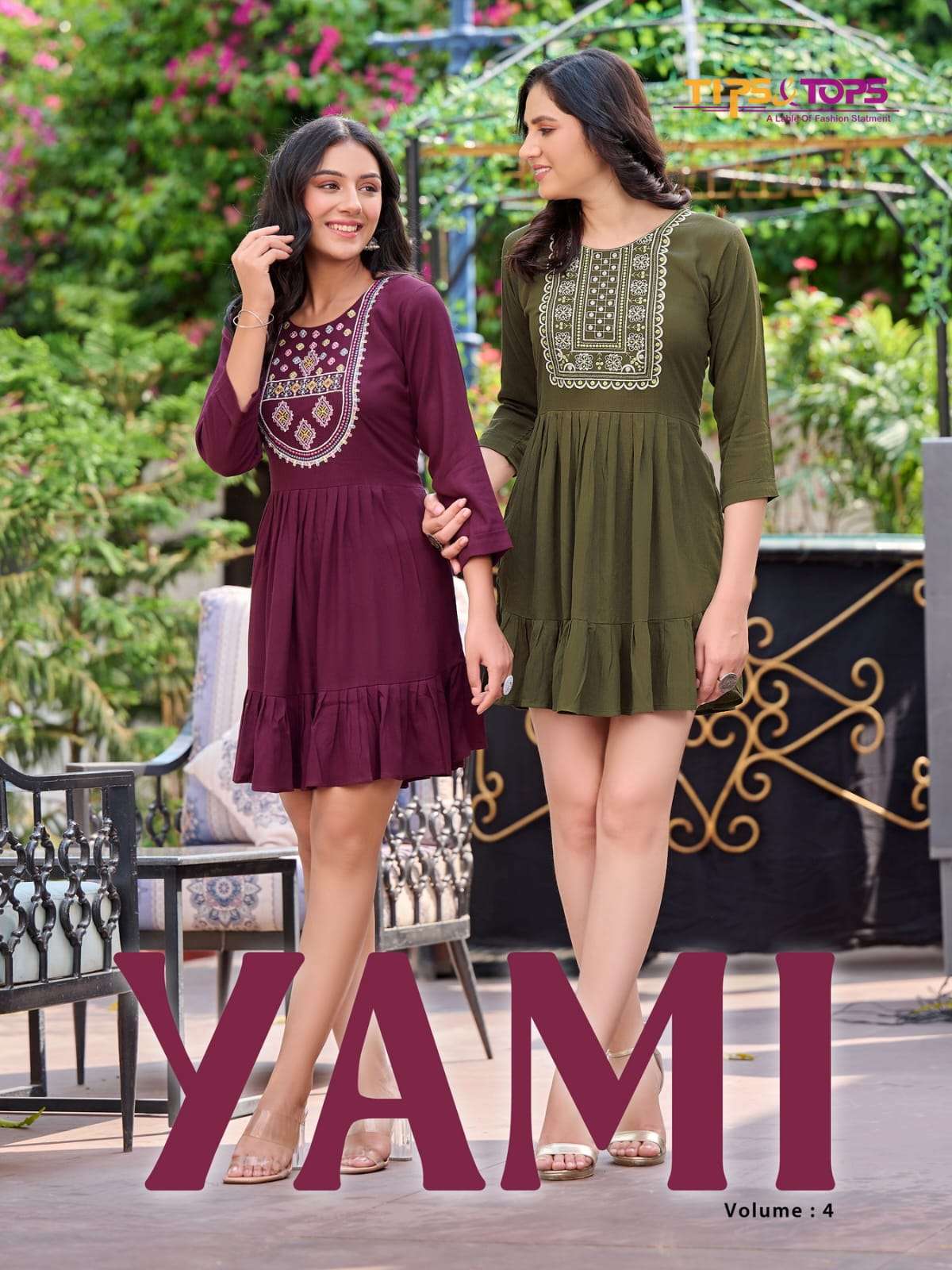 YAMI VOL 4 REYON WRINKLE EMBROIDERY TUNICS WITH EXTRAORDINARY PATTERNS BY TIPS AND TOPS BRAND WHOLES...