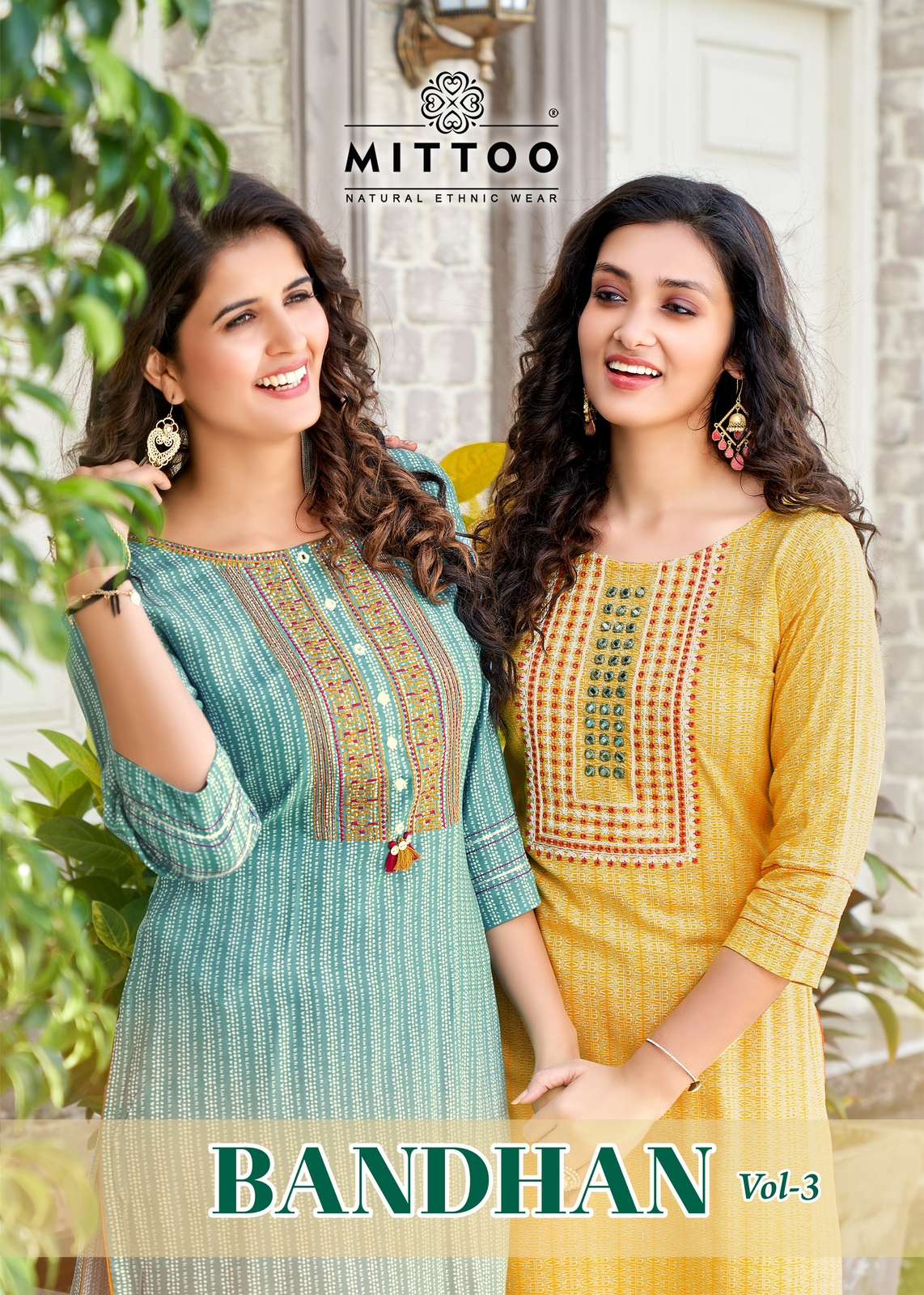 BANDHAN VOL 3 RAYON PRINTED STRAIGHT KURTI WITH HANDWORK BY MITTOO WHOLESALER AND DEALER