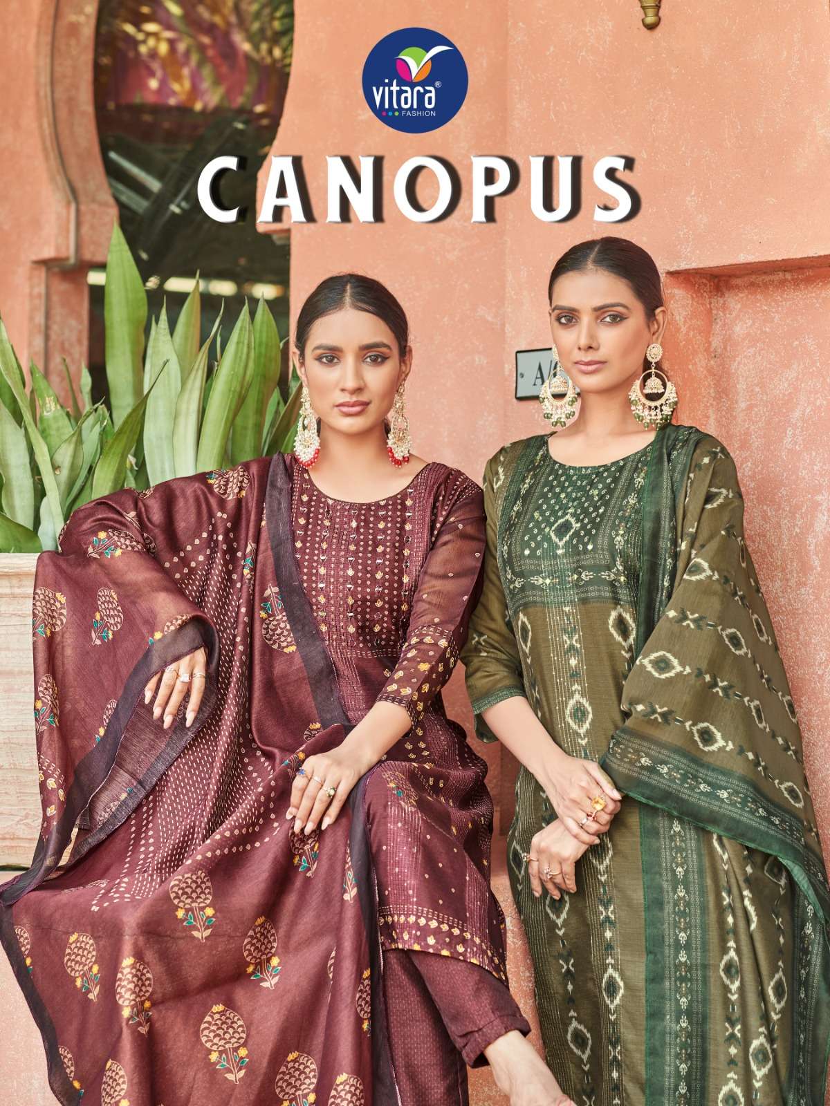 CANOPUS BY VISCOSE DIGITAL CROCHET MIRROR WORK KURTI WITH LINING PANT AND DIGILAT PRINT DUPATTA BY V...