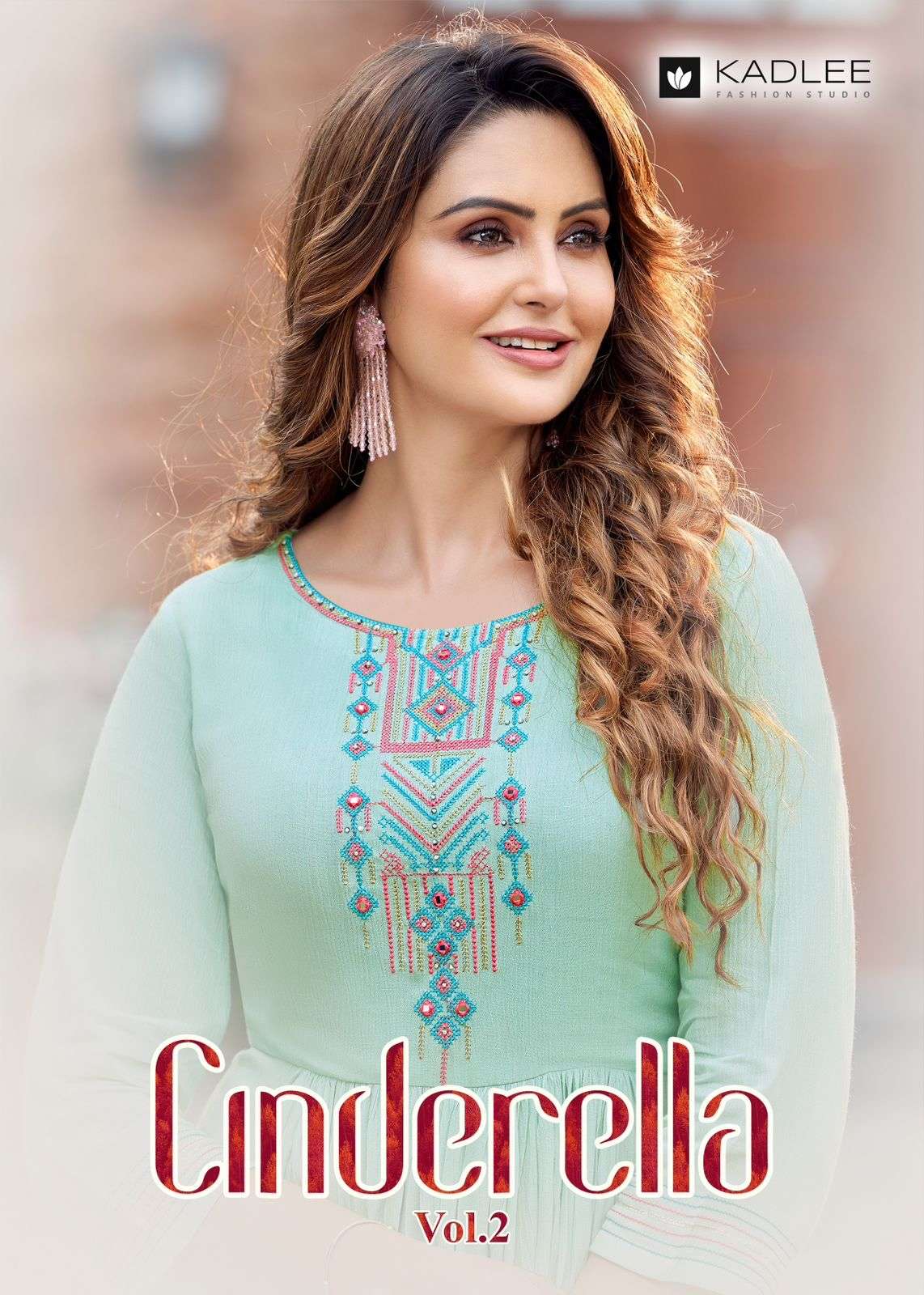 CINDERELLA VOL 2 WRINCLE RAYON EMBROIDERY AND HANDWORK NYRA CUT KURTI WITH HALF INNER BY KADLEE WHOL...