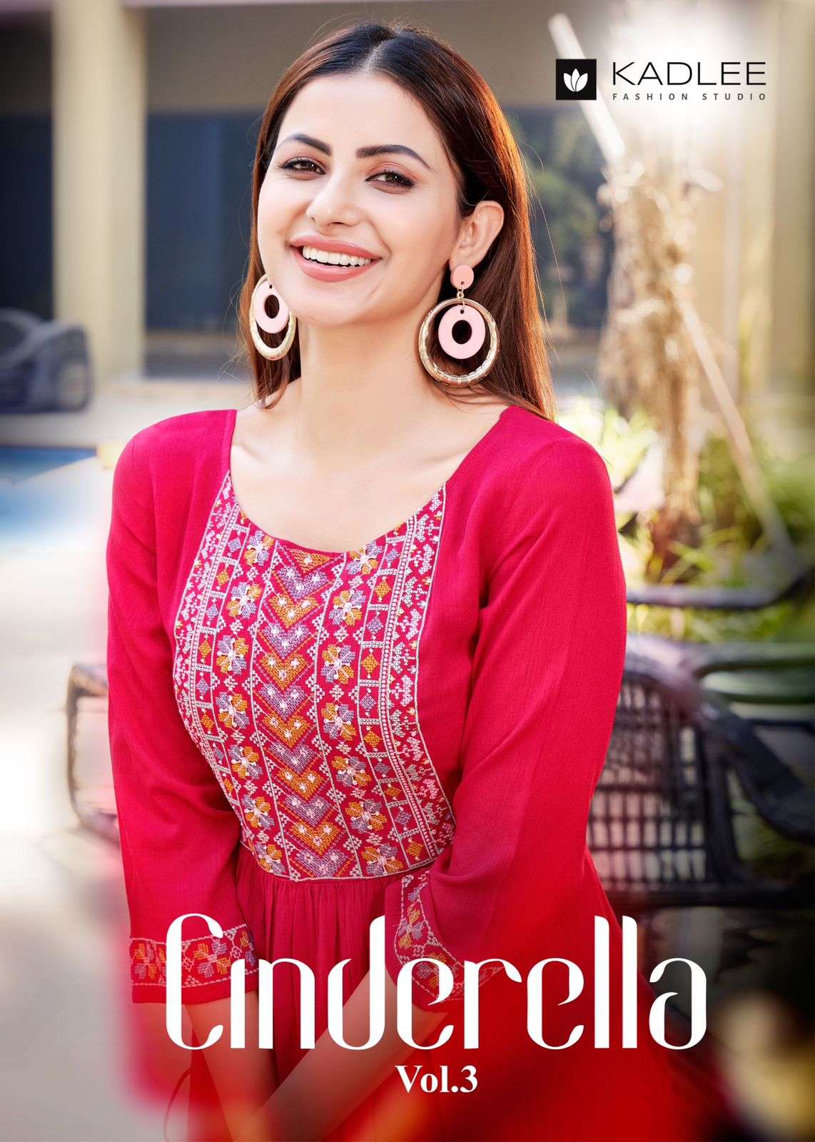 CINDERELLA VOL 3 WRINCLE RAYON EMBROIDERY AND HANDWORK NYRA CUT KURTI WITH HALF INNER BY KADLEE WHOL...