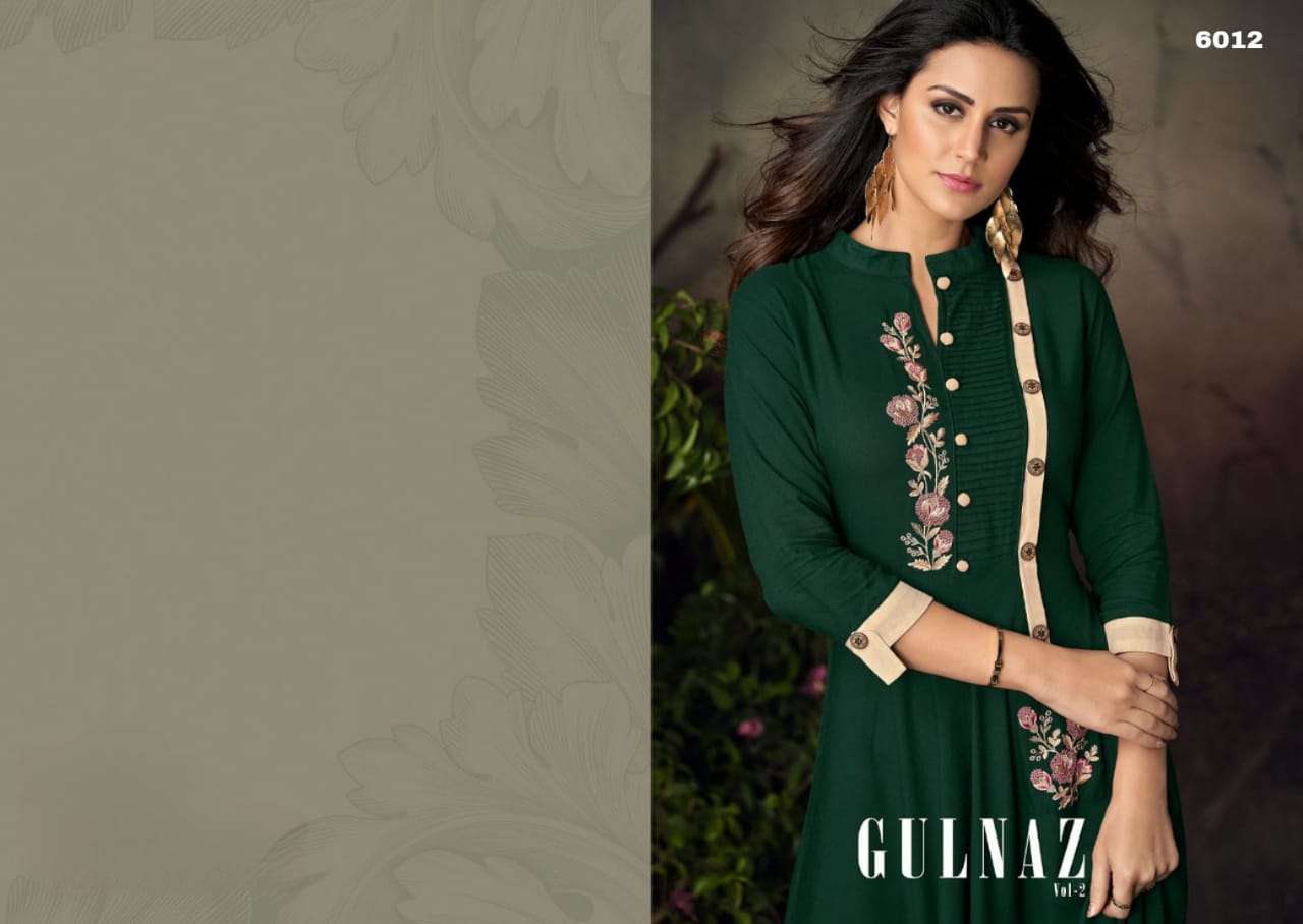 GULNAZ VOL 2 14KG HEAVY RAYON FANCY LONG KURTI BY S3FOREVER BRAND WHOLSALER AND DEALER 