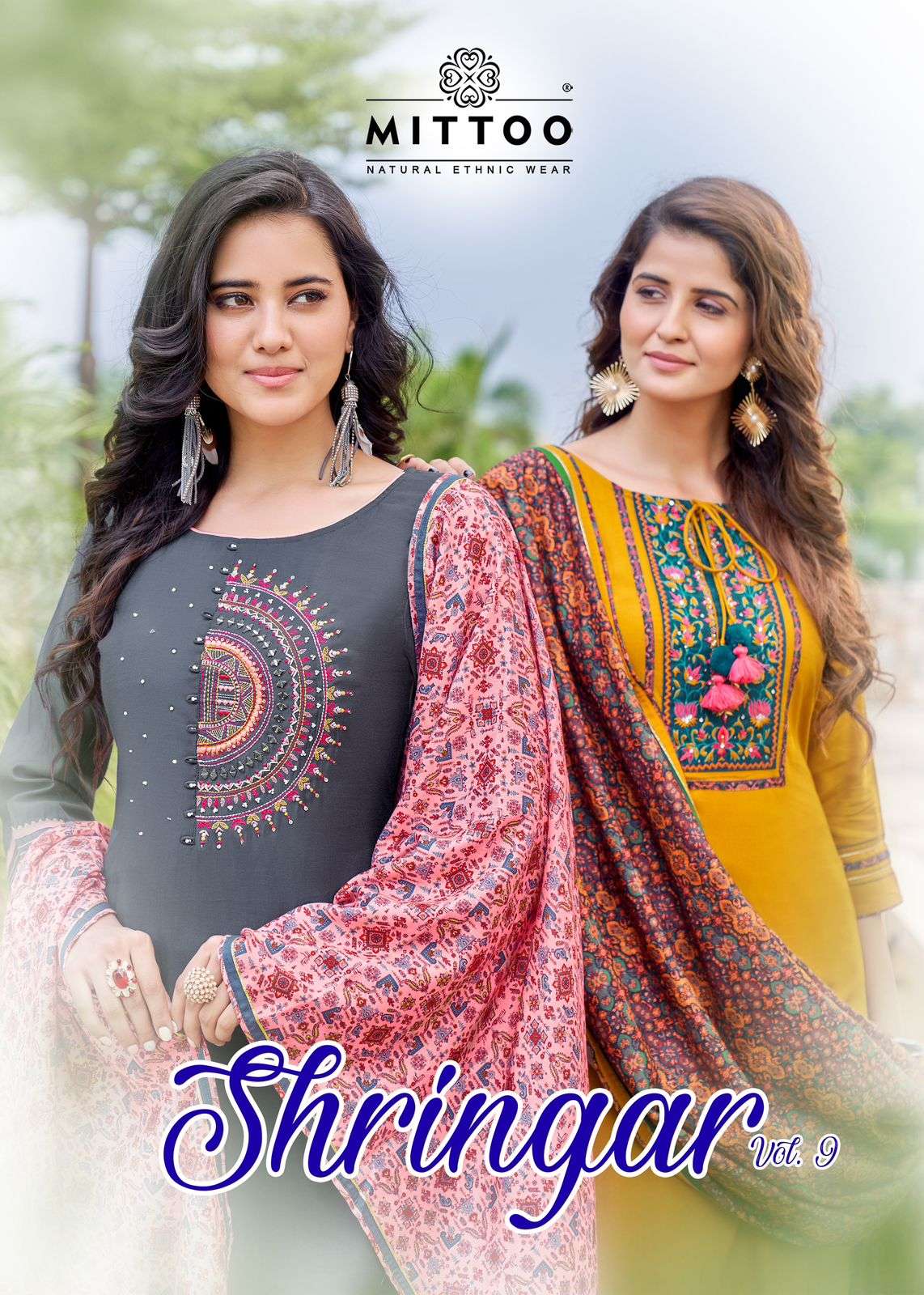 SHRINGAR VOL 9  VISCOSE WEAVING WITH HANDWORK KURTI WITH COTTON SLUB LYCRA PANT AND PASHMINA DIGITAL...