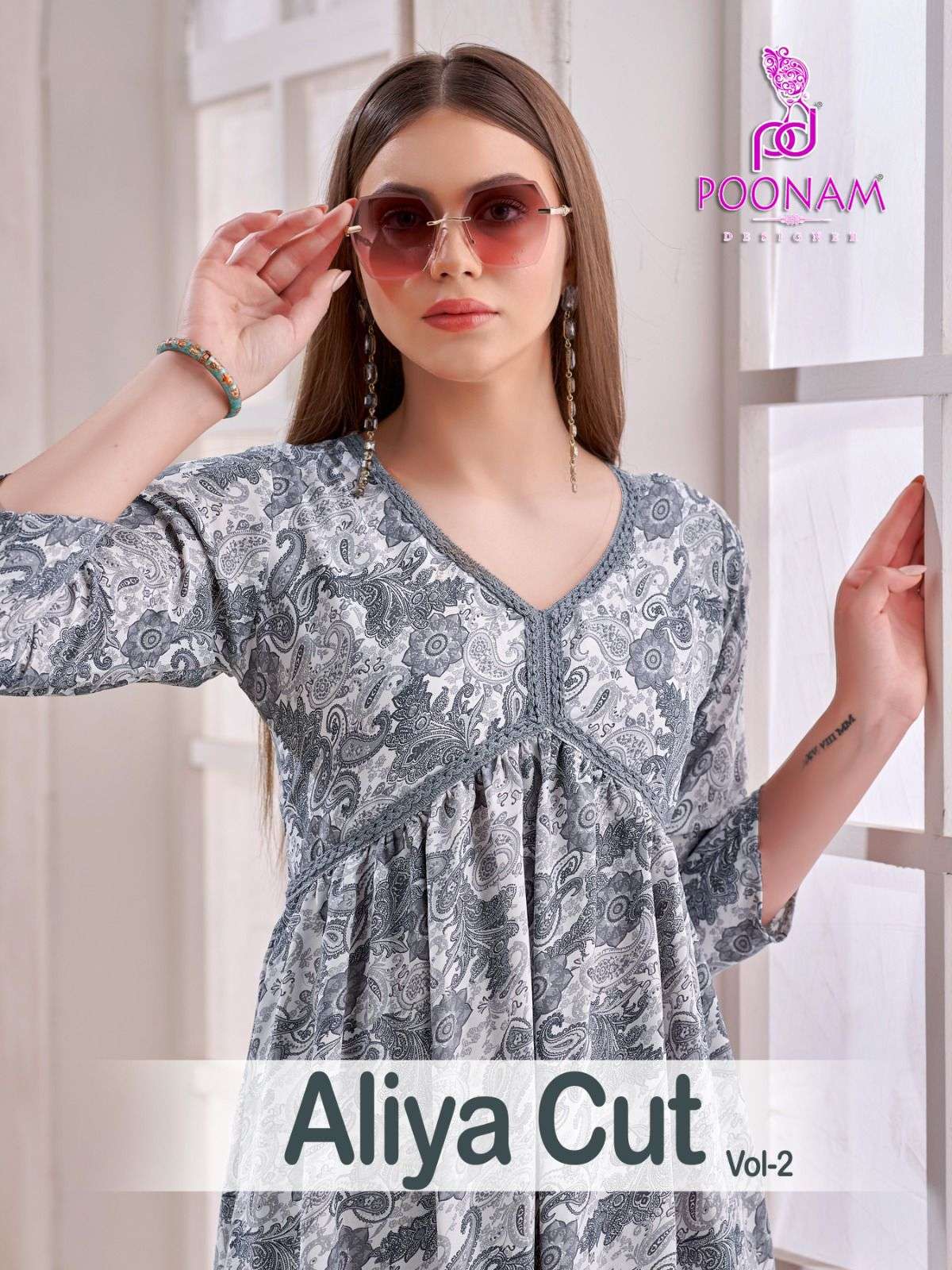 ALIYA CUT VOL 2 IMPORTED VISCOSE RAYON PRINTED ALIYA CUT GOWN BY POONAM DESIGNER BRAND WHOLESALER AN...