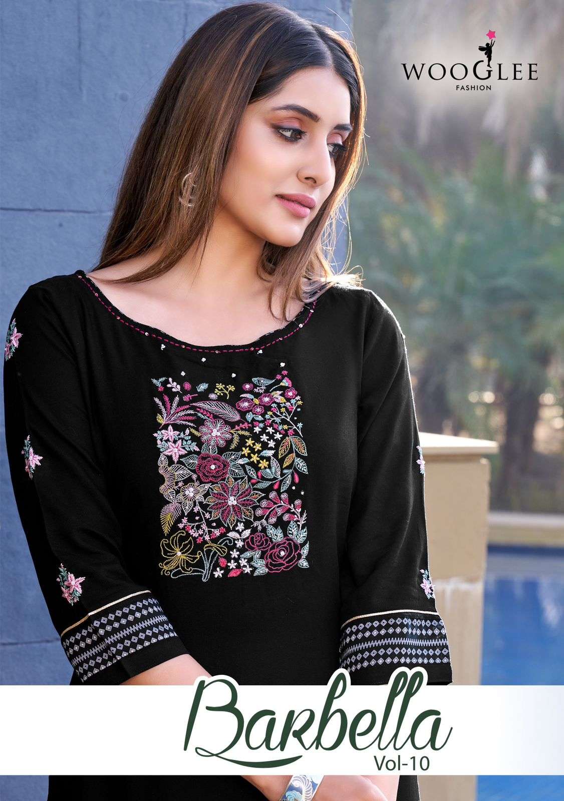 BARBELLA VOL 10 HEAVY REYON EMBROIDERY AND HANDWORK KURTI BY WOOGLEE BRAND WHOLESALER AND DEALER