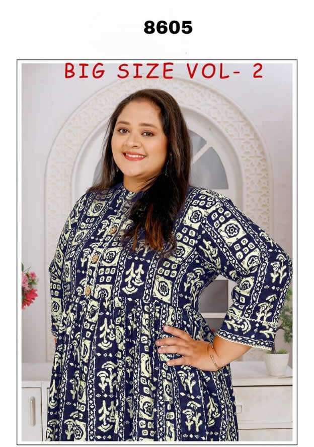 BIG SIZE VOL 2 PREMIUM RAYON EXPORT QUALITY LONG KURTI BY S3FOREVER BRAND WHOLESALER AND DEALER