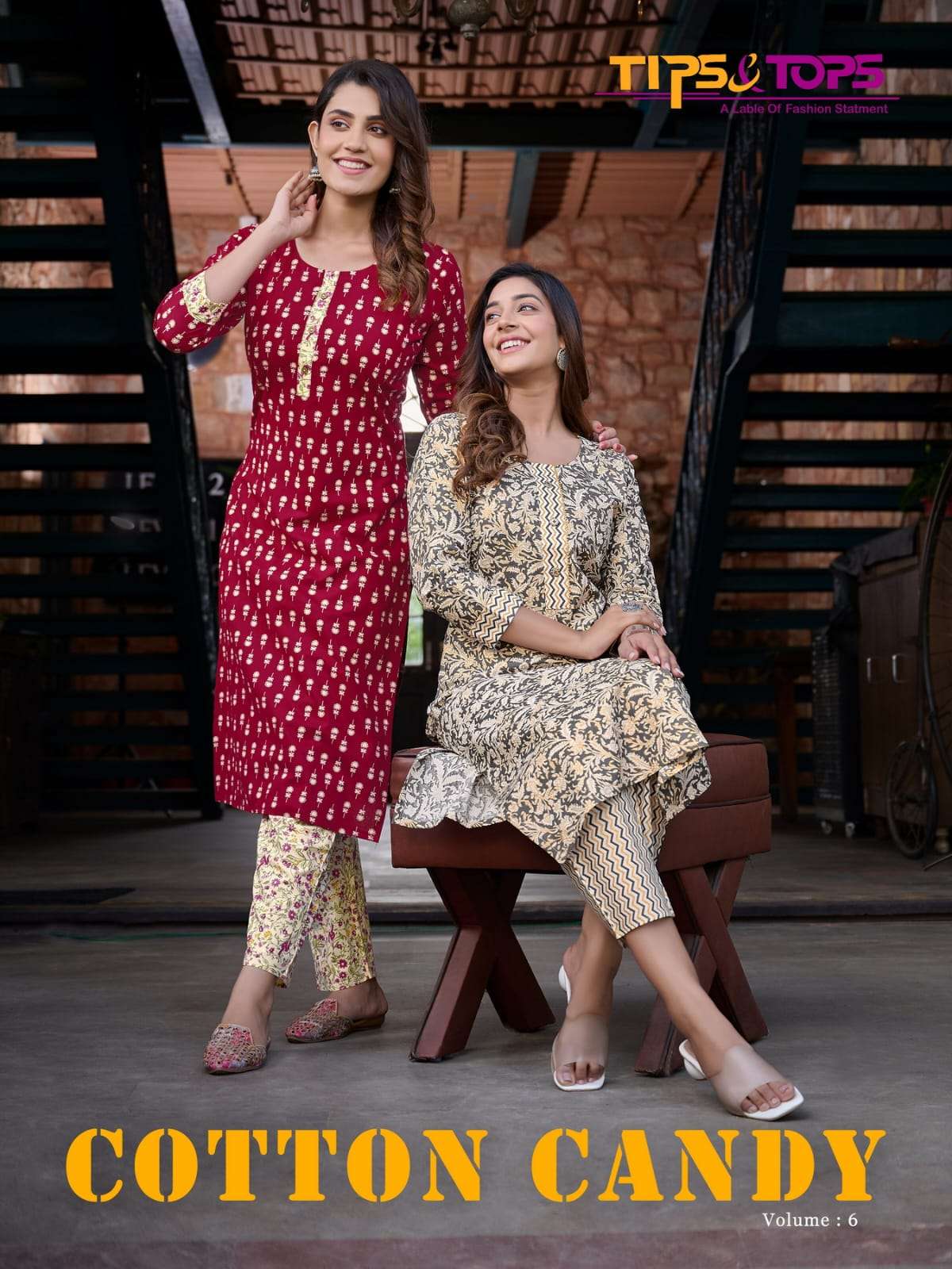 COTTON CANDY VOL 06 COTTON PRINT FANCY KURTI WITH PANT BY TIPS AND TOPS BRAND WHOLSALER AND DEALER 