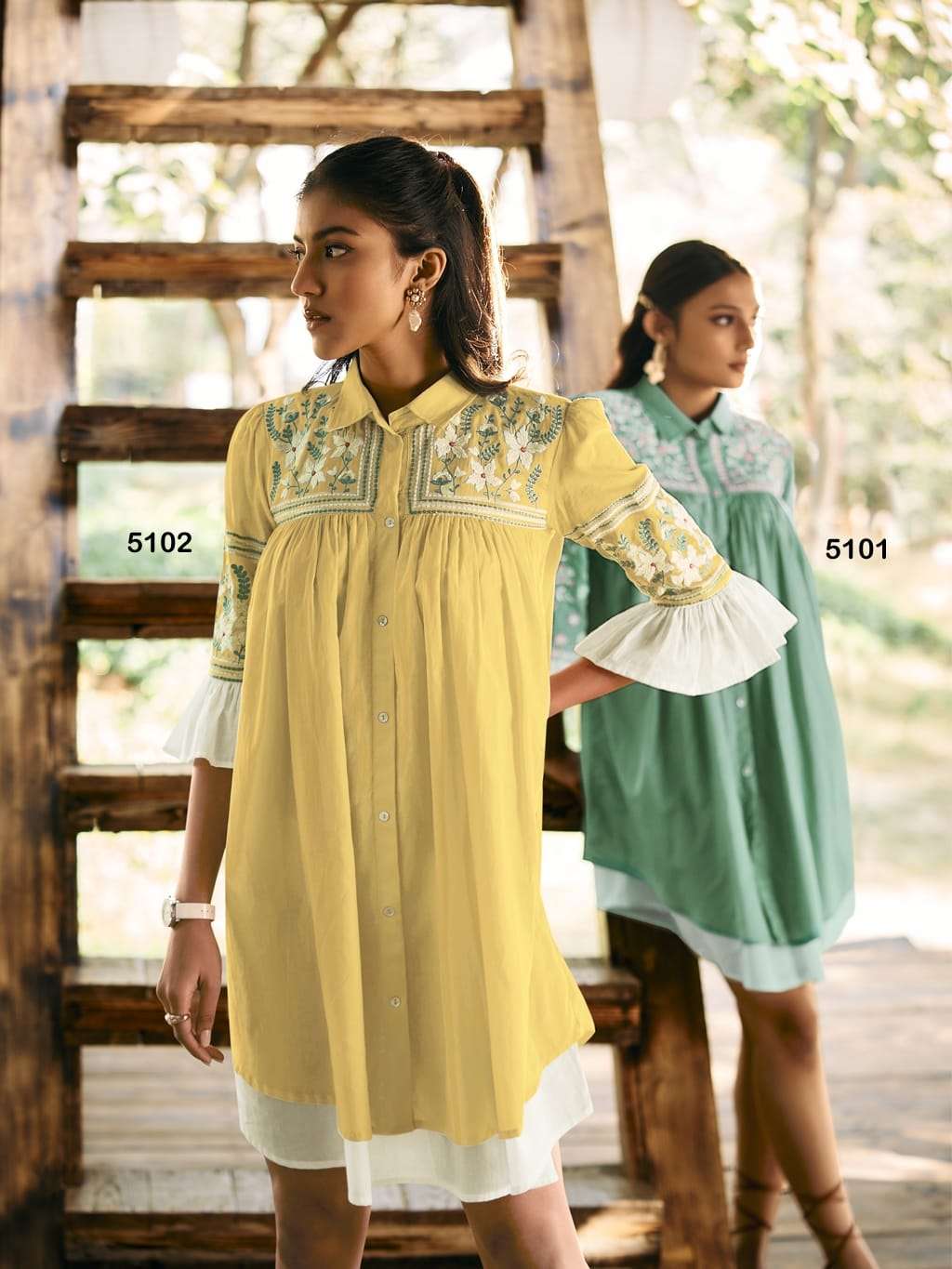 FIZA PURE MUL COTTON FINE EMBROIDERY STYLISH TUNIC BY S3FOREVER BRAND WHOLESALER AND DEALER