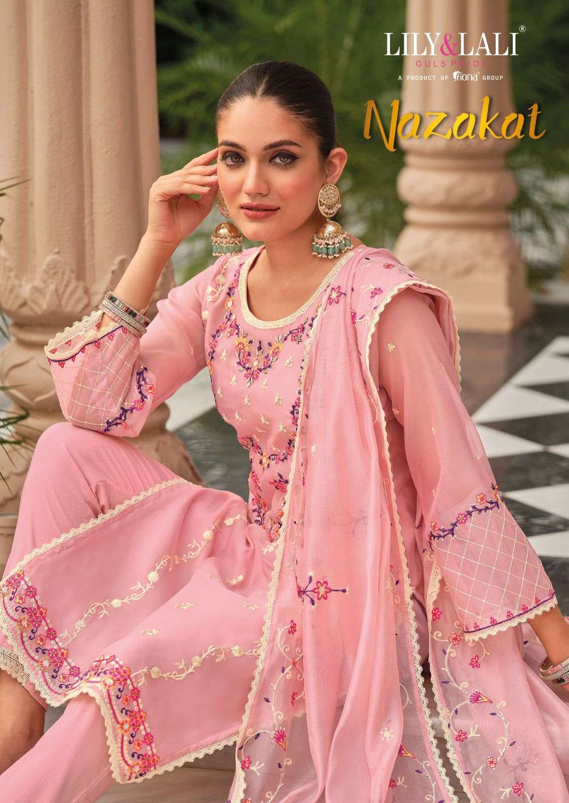 nazakat pure organza embroidery and handwork kurti with lycra pant and sequence work with 4 side crosio lace dupatta by lily and lali brand wholsaler and dealer 2023 05 11 18 43 47