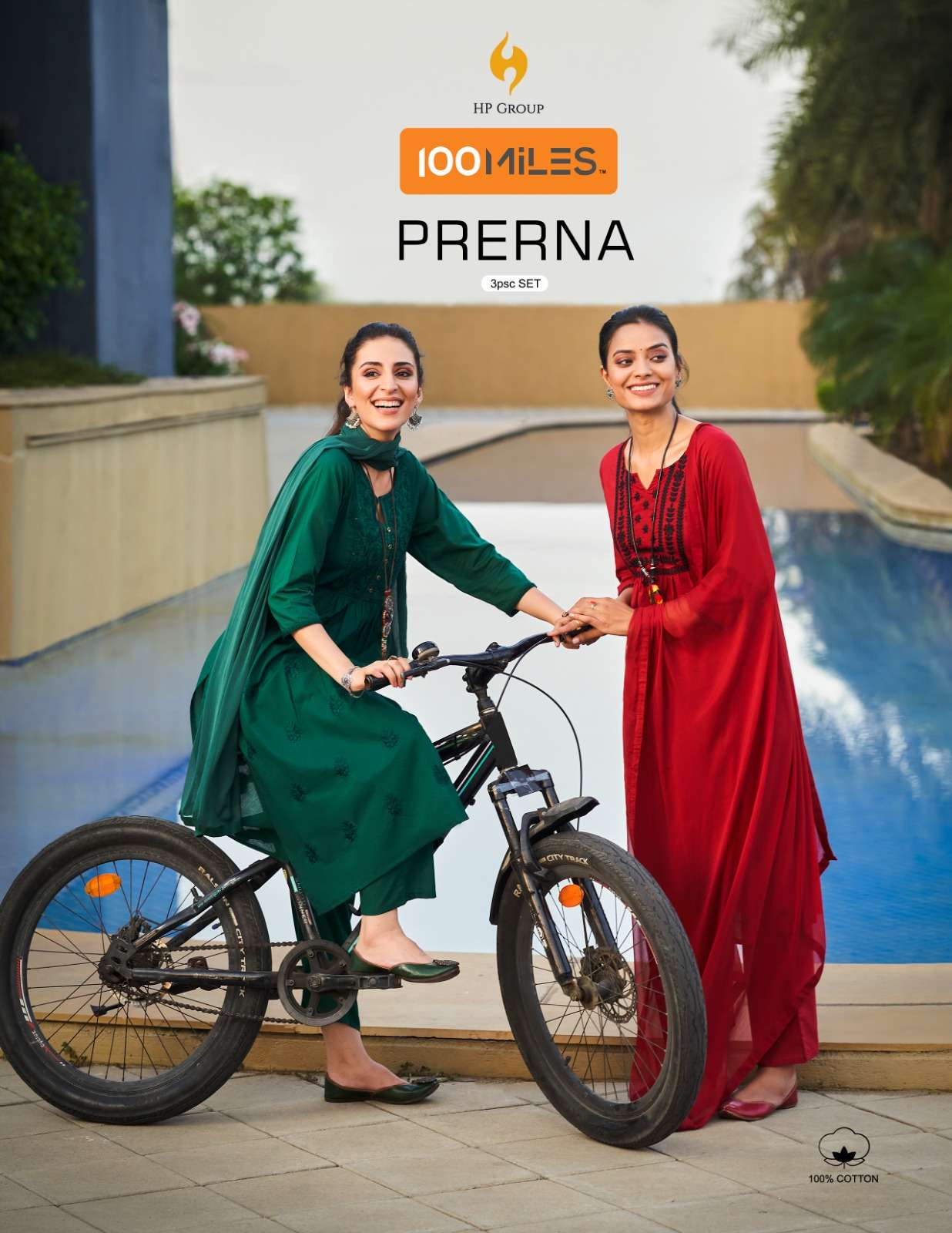 PRERNA PURE CAMBRIC COTTON HEAVY EMBROIDERED FLARED KURTIS WITH COTTON CAMBRIC PANTS AND DUPATTA BY ...