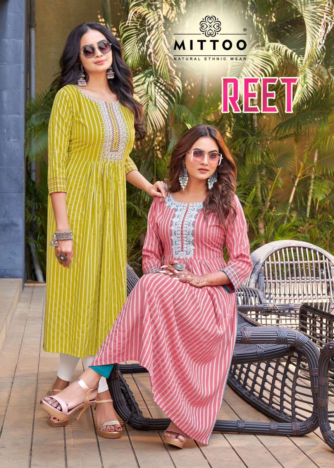 REET RAYON WEAVING EMBROIDERY AND HANDWORK NAYRA CUT LINING KURTI BY MITTOO BRAND WHOLESALER AND DEA...