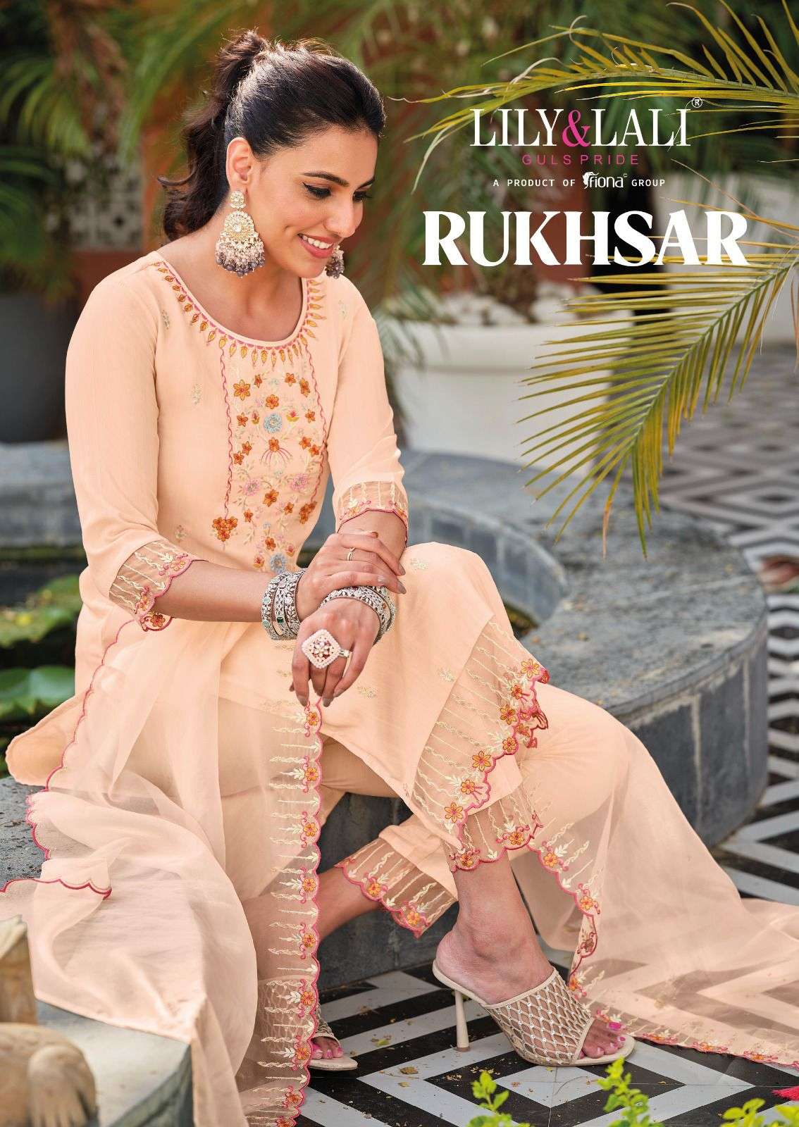 RUKHSAR PURE VISCOUSE SLUB EMBROIDERY AND HANDWORK KURTI WITH PANT AND PURE ORGANZA SEQUENCE DUPATTA...