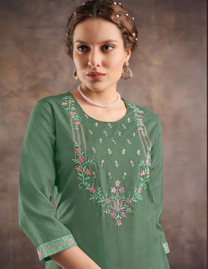 SHAMITA  PARAMPARA SILK FABRIC HANDWORK KURTI WITH PANT BY SBS BRAND WHOLESALER AND DEALER