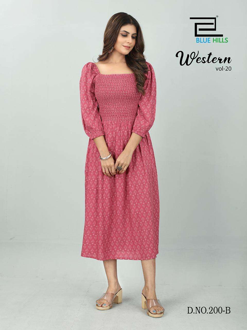 WESTERN VOL 20 RAYON 14 KG SMIKE PATTERN WESTERN KURTI BY BLUE HILLS BRAND WHOLESALER AND DEALER