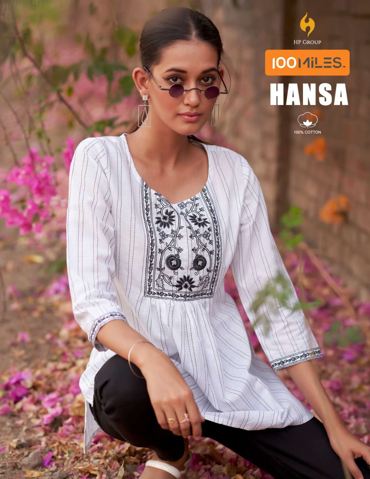 HANSA PURE COTTON STITCHLINE FABRIC EMBROIDERED TOPS BY 100MILES BRAND WHOLESALER AND DEALER