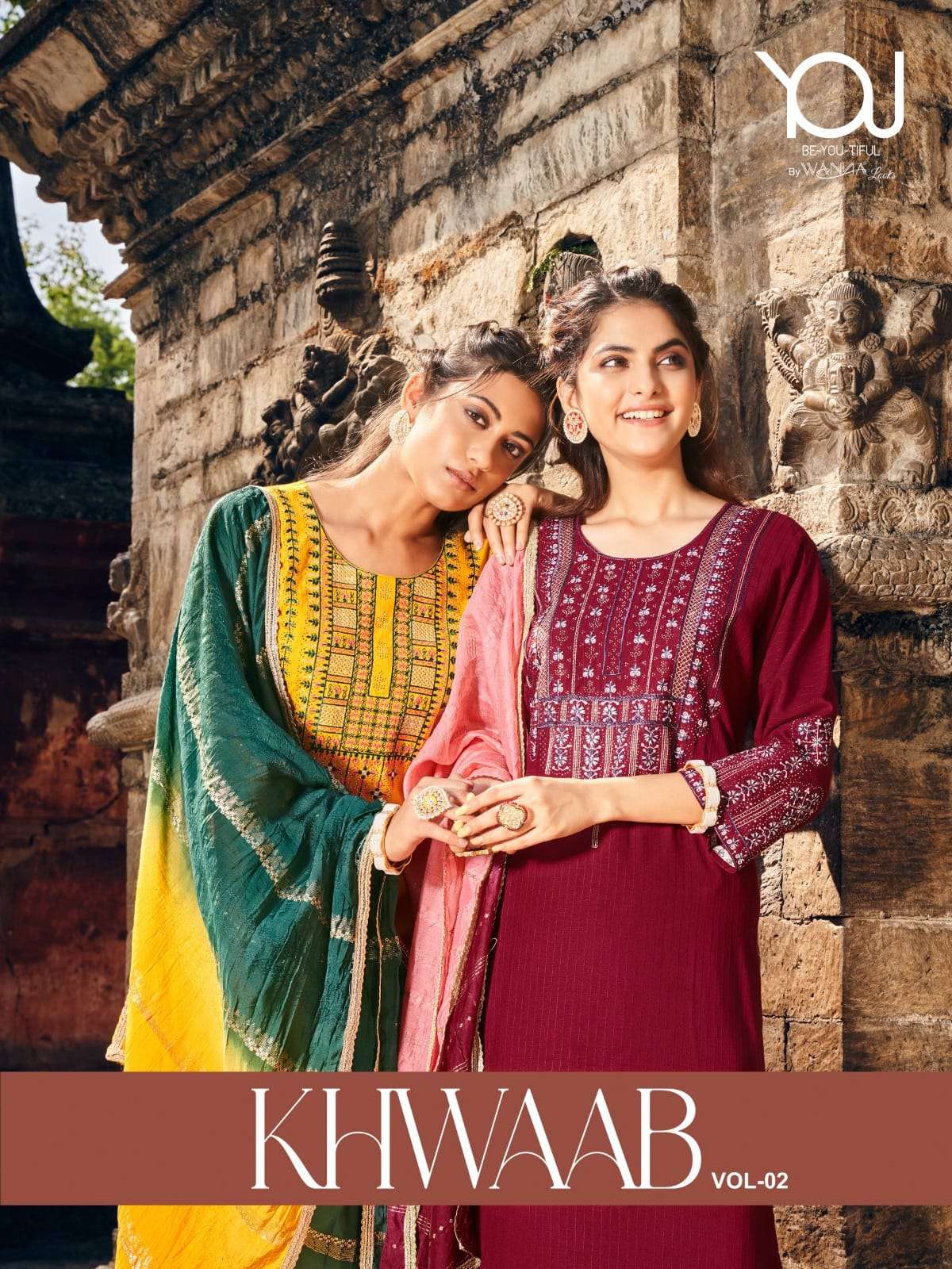 KHWAAB VOL 2 PURE RAYON DOBBY THREAD WORK KURTI WITH LYCRA AND CROCHE SILK ZARRI WORK DUPATTA BY WAN...