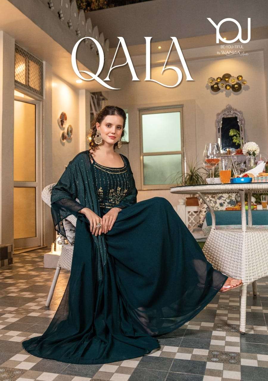 QALA GEORGETTE FABRIC DESIGNER GOWN WITH HANDWORK BY WANNA BRAND WHOLESALER AND DEALER