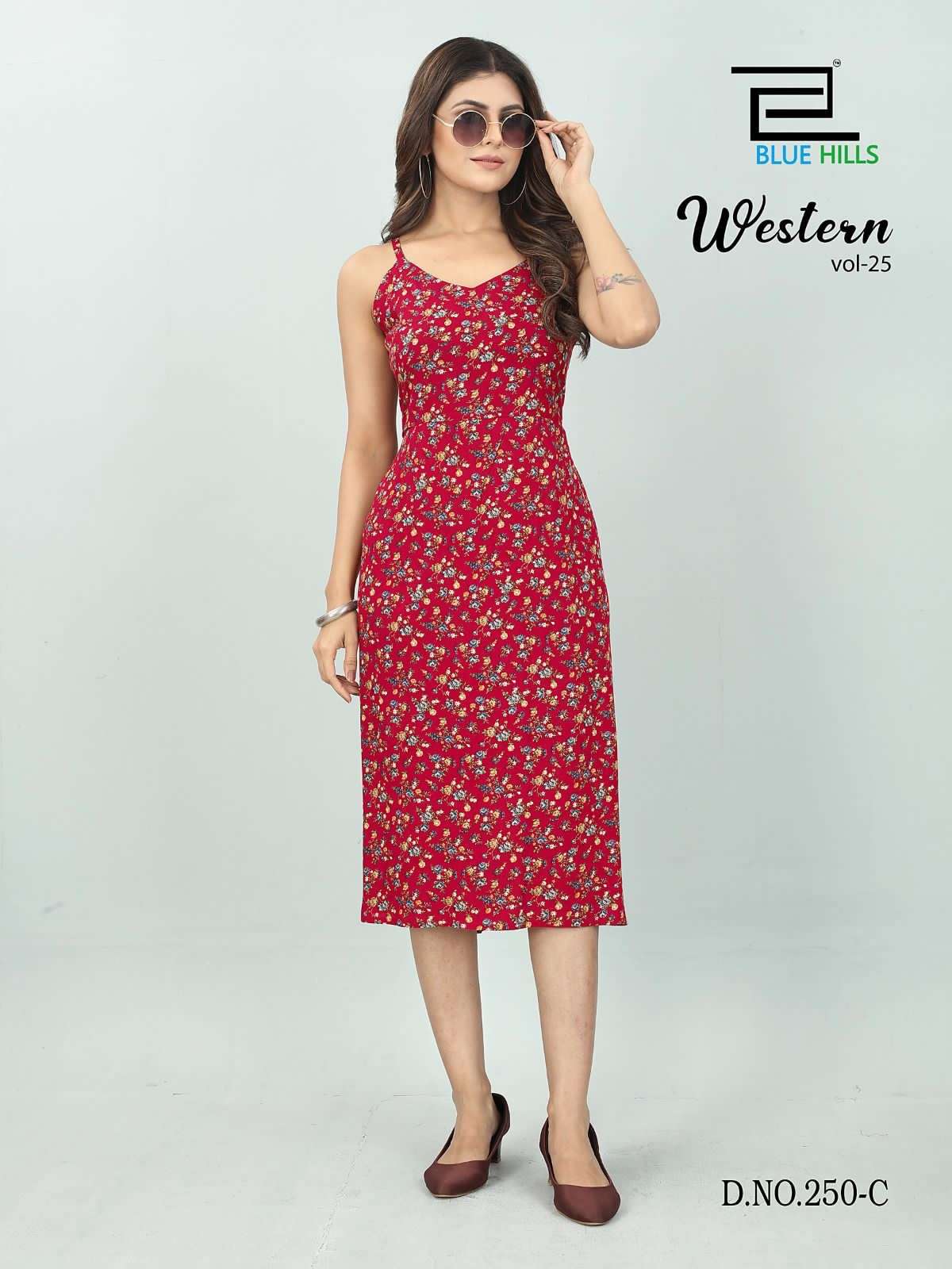 WESTERN VOL 25 RAYON PRINT 14 KG WESTERN DRESS WITH SMOKE PATTERN BACK SIDE BY BLUE HILLS BRAND WHOL...