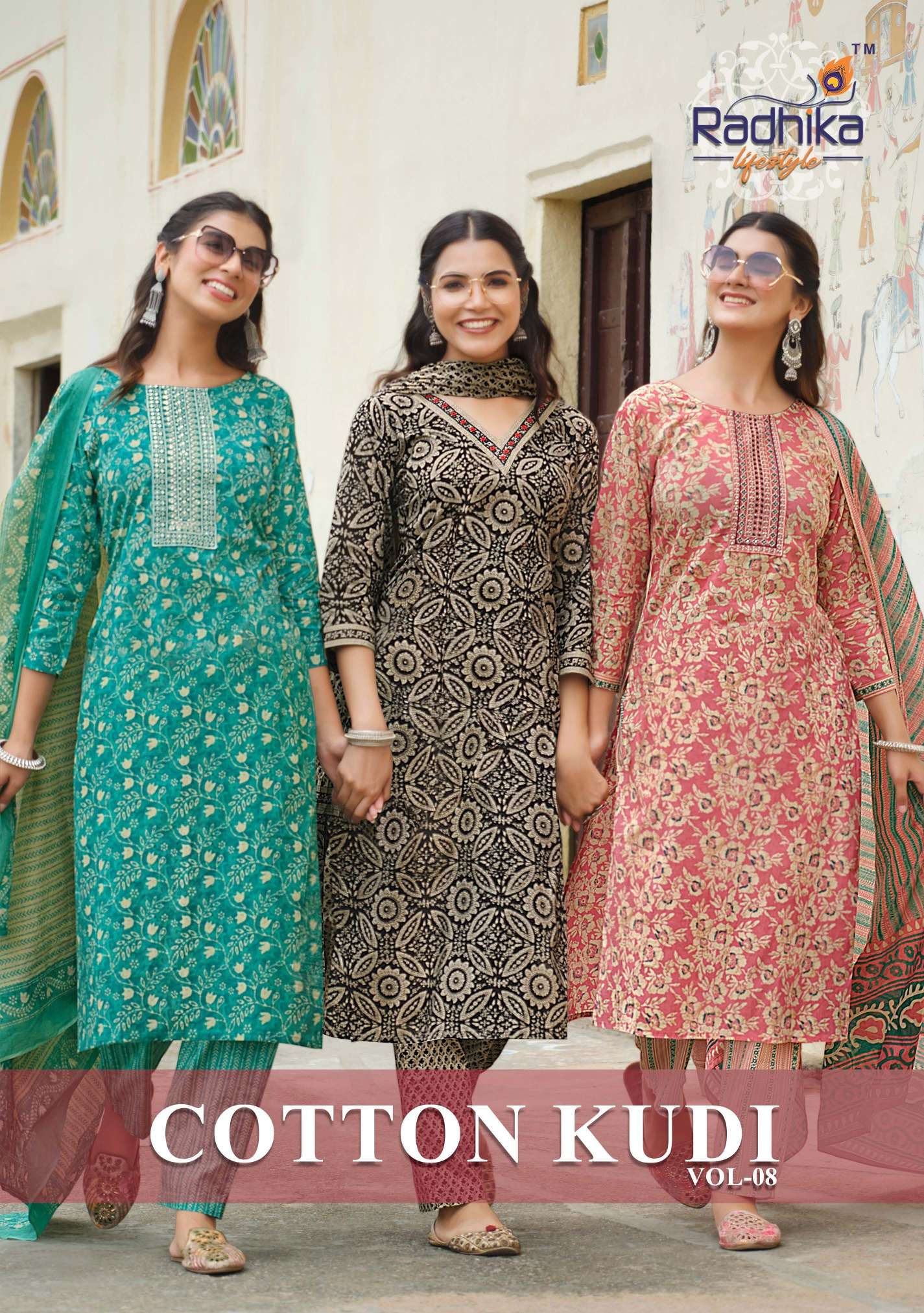 COTTON KUDI VOL 8 COTTON 6060 PRITNED KURTI WITH PANT AND DUPATTA BY RADHIKA LIFESTYLE BRAND WHOLESA...