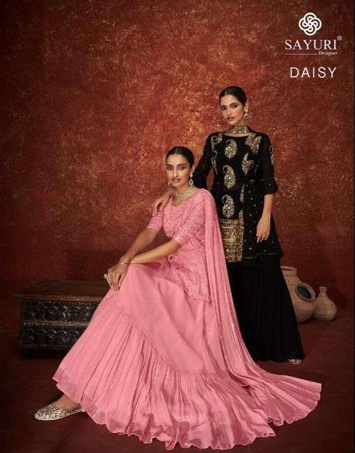 DAISY REAL GEROGETTE HANDWORK DESIGNER GOWN BY SAYURI DESIGNER BRAND WHOLESALER AND DEALER