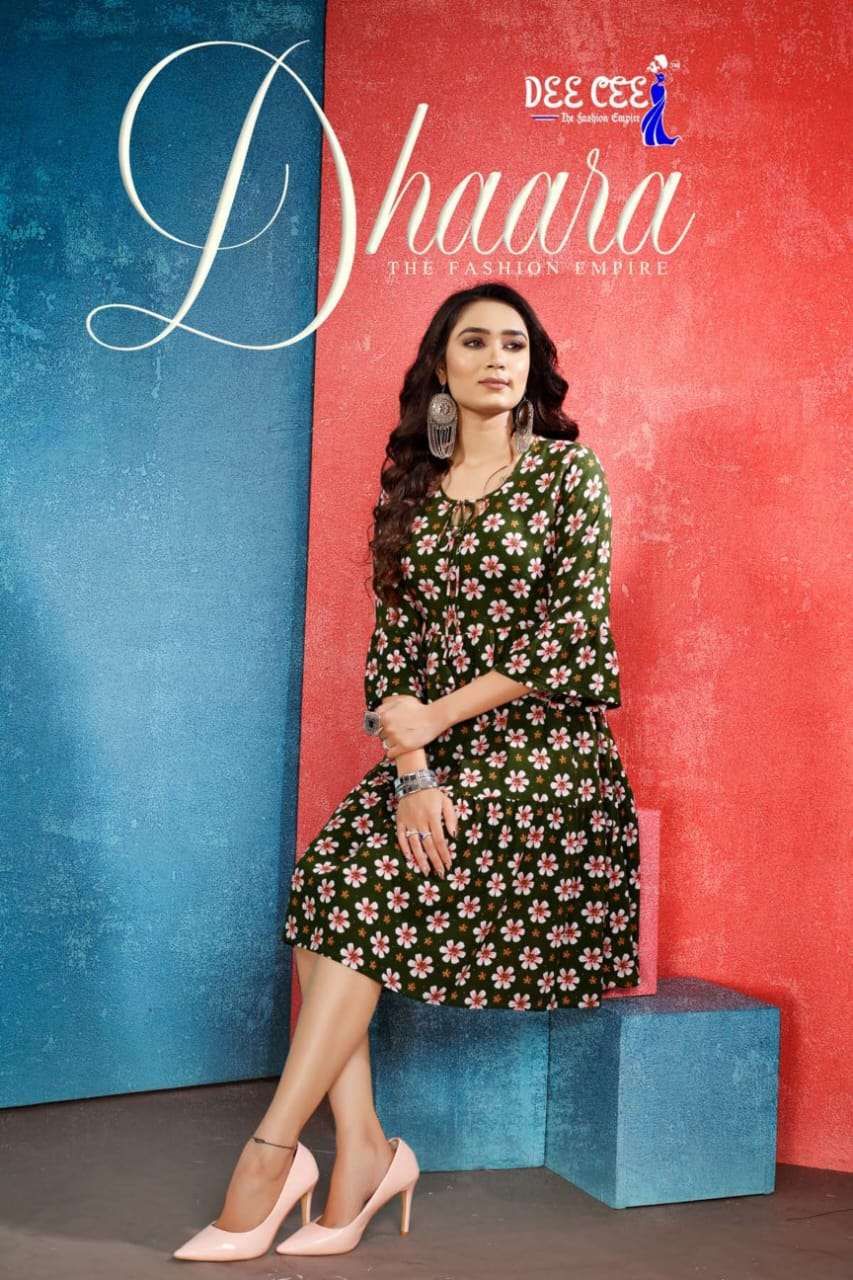 DHAARA BOMBAY RAYON WRINKLES SMOOTH FABRIC DIGITAL 3D PRINT TUNICS BY DEECEE BRAND WHOLESALER AND DE...