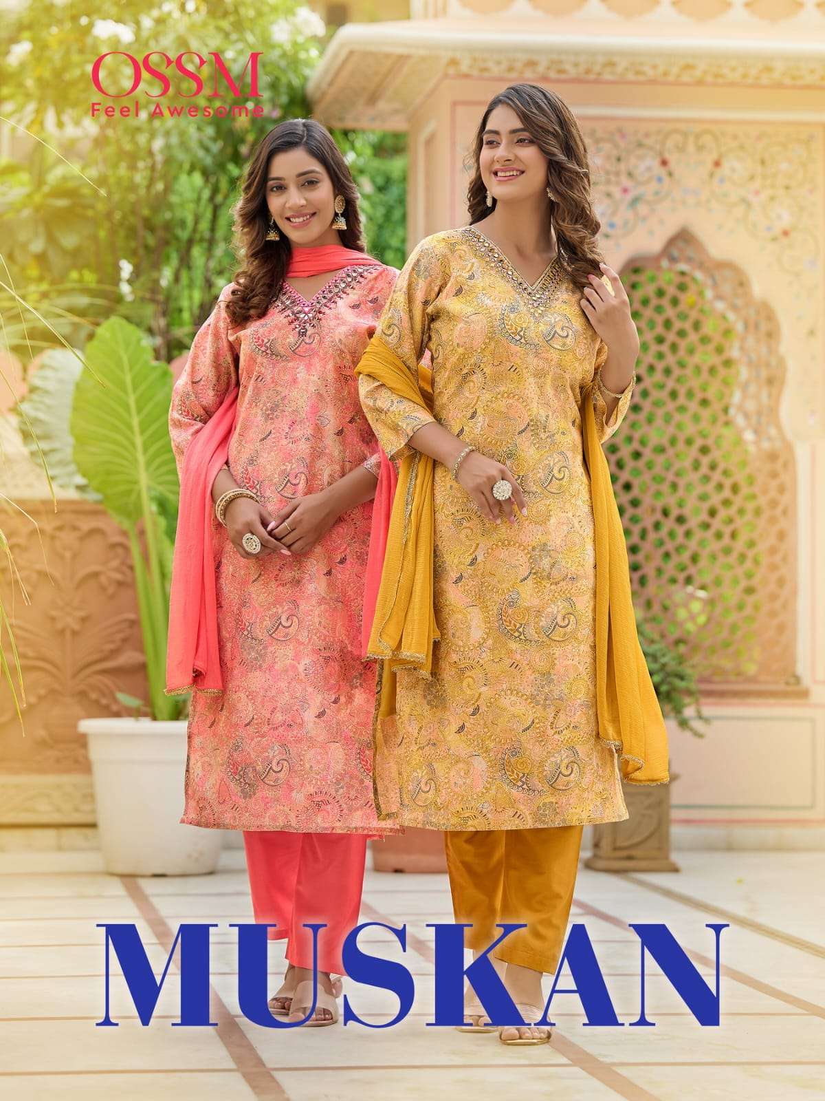 MUSKAN PREMIUM CHANDERI MODAL FOIL PRINT MIRROR AND MANUAL WORK CHANDERI PANT AND NAZMIN DUPATTA BY ...