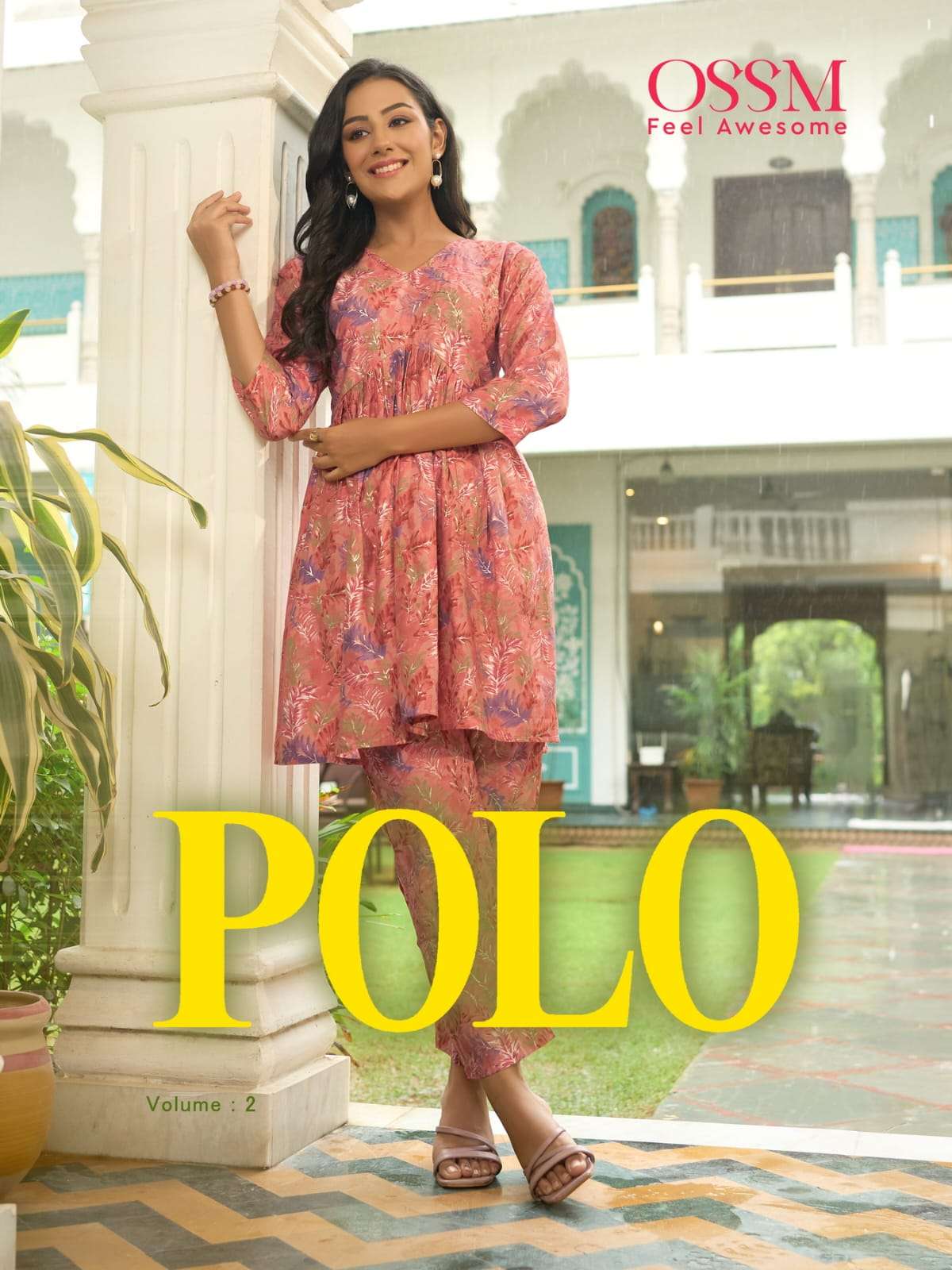 POLO VOL 2 PREMIUM CHANDERI MODAL PRINT MANUAL WORK CO ORD SET BY OSSM BRAND WHOLESALER AND DEALER