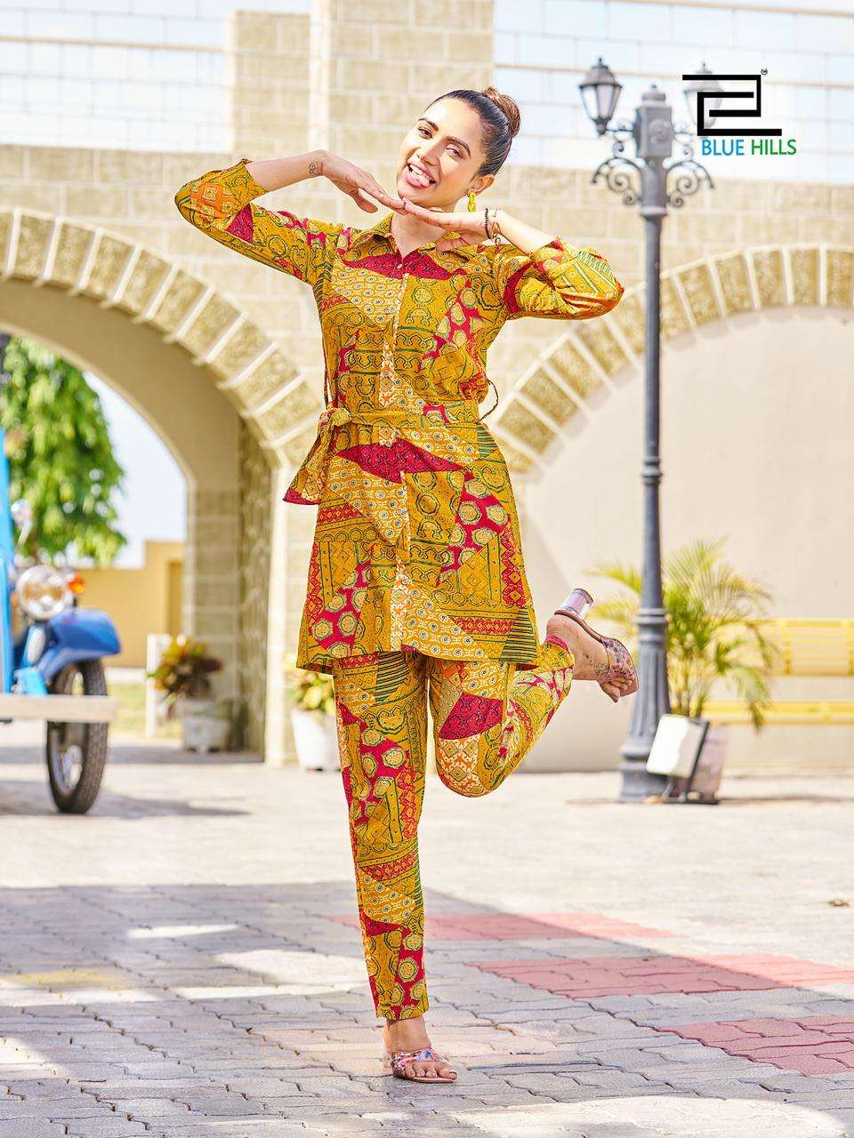 PRETTY GIRL NX RAYON 14 KG PRINTED STYLISH CO-ORD SET BY BLUE HILLS BRAND WHOLESALER AND DEALER