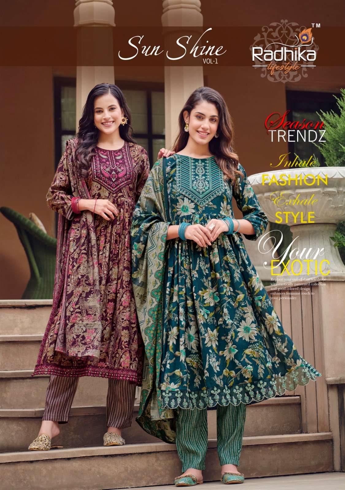 SUNSHINE PURE MODAL MUSLIN PRINT EMBROIDERY WORK NAYRA CUT KURTI WITH PANT AND DUPATTA BY RADHIKA LI...