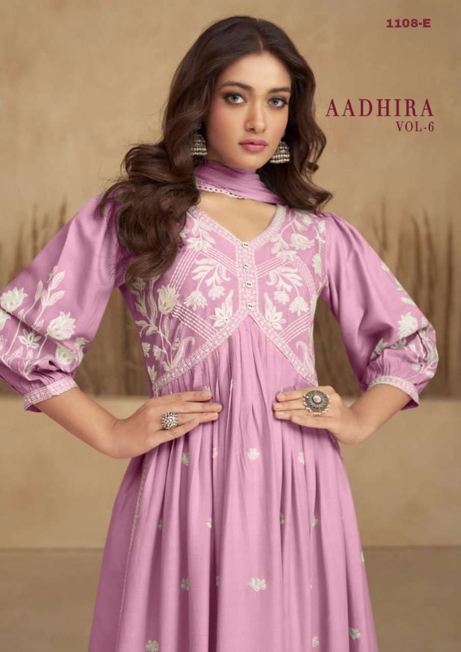 AADHIRA VOL 6 PURE REYON VISCOS LAKHNAWI EMBROIDERY WORK KURTI WITH PLAZZO AND NAZMIN DUPATTA BY S3F...